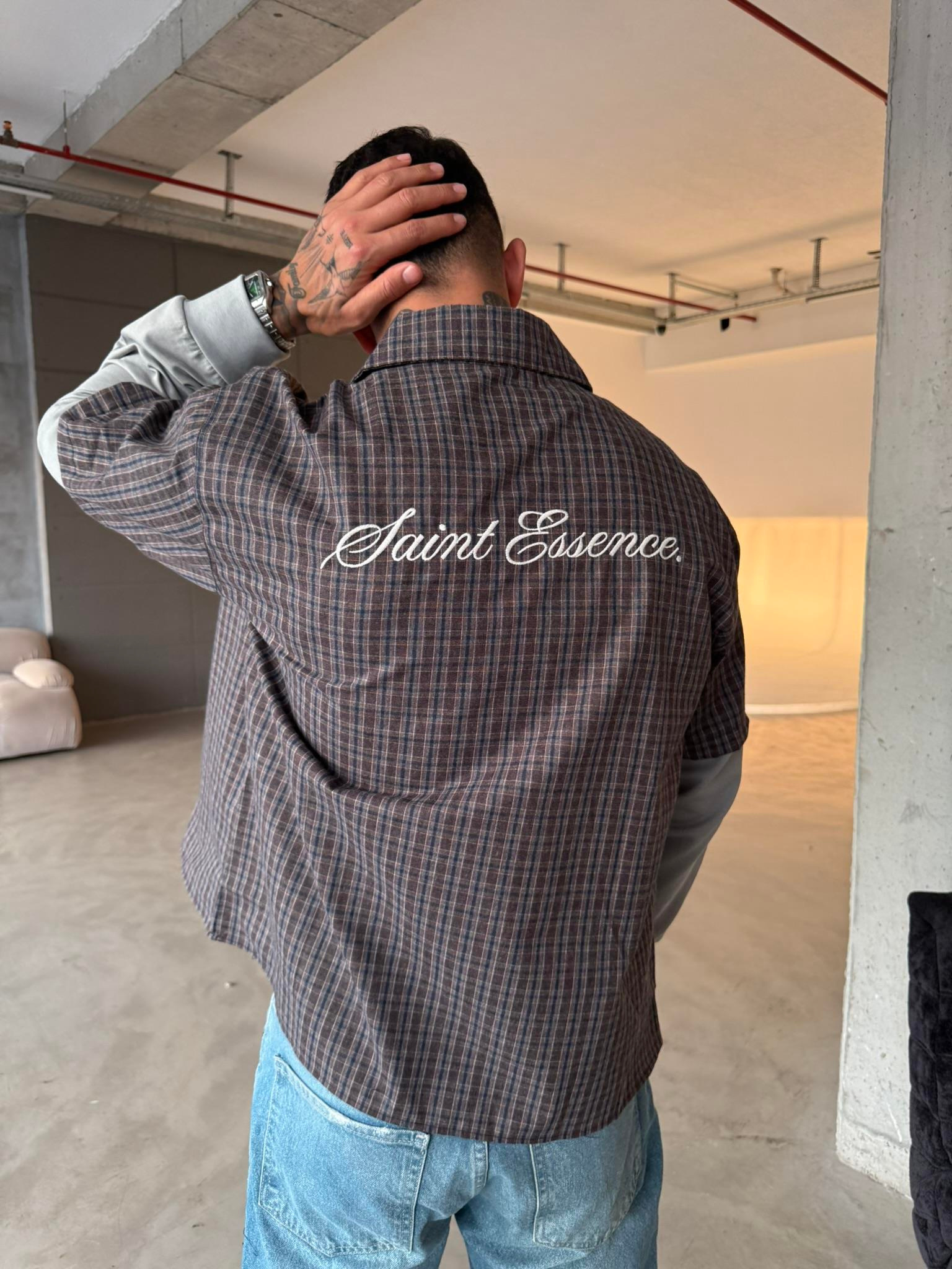 Ekose Eklem Kol Detaylı Gömlek - Kahve