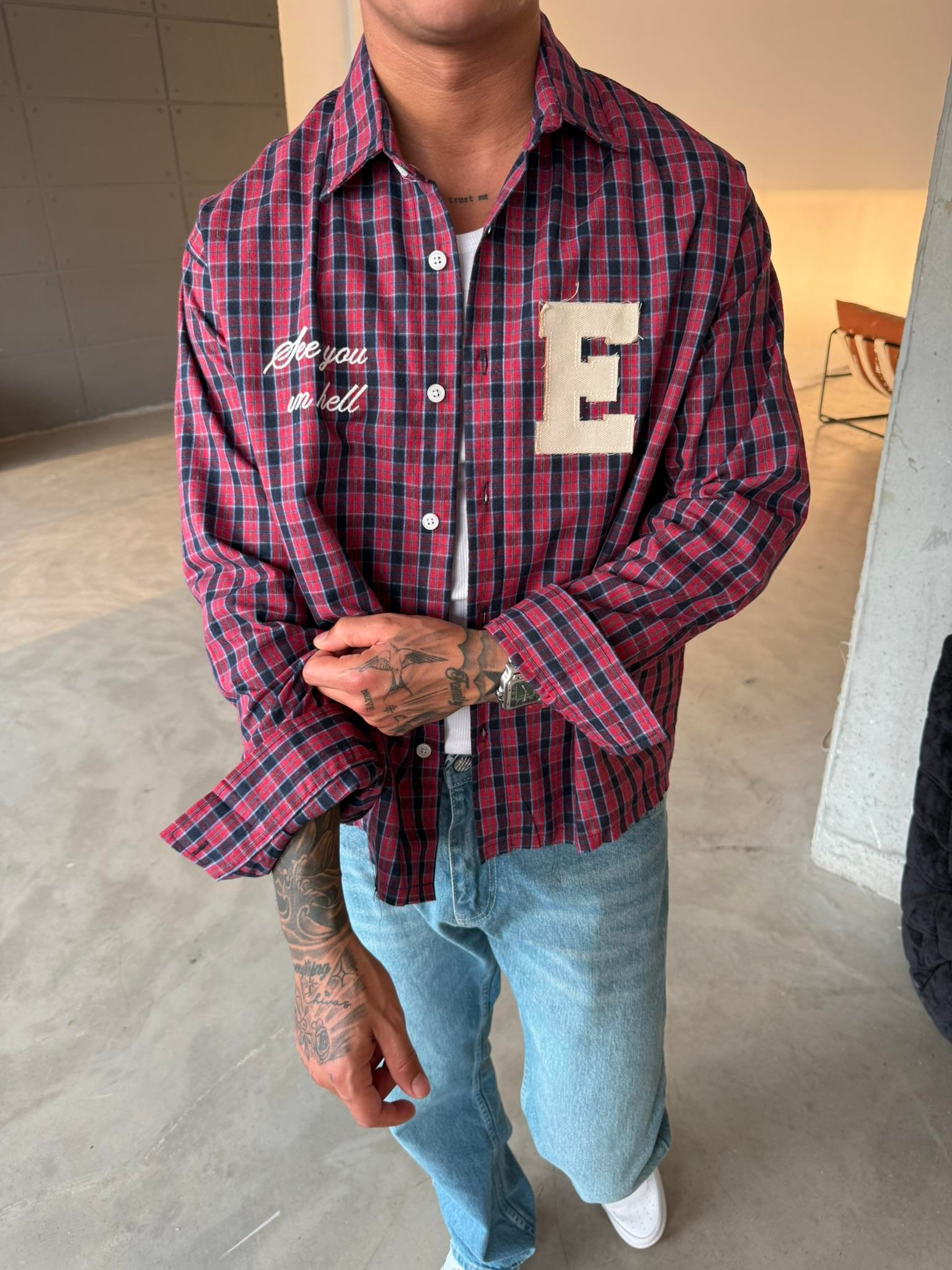 Ekose See You Ekose Gömlek - Kırmızı