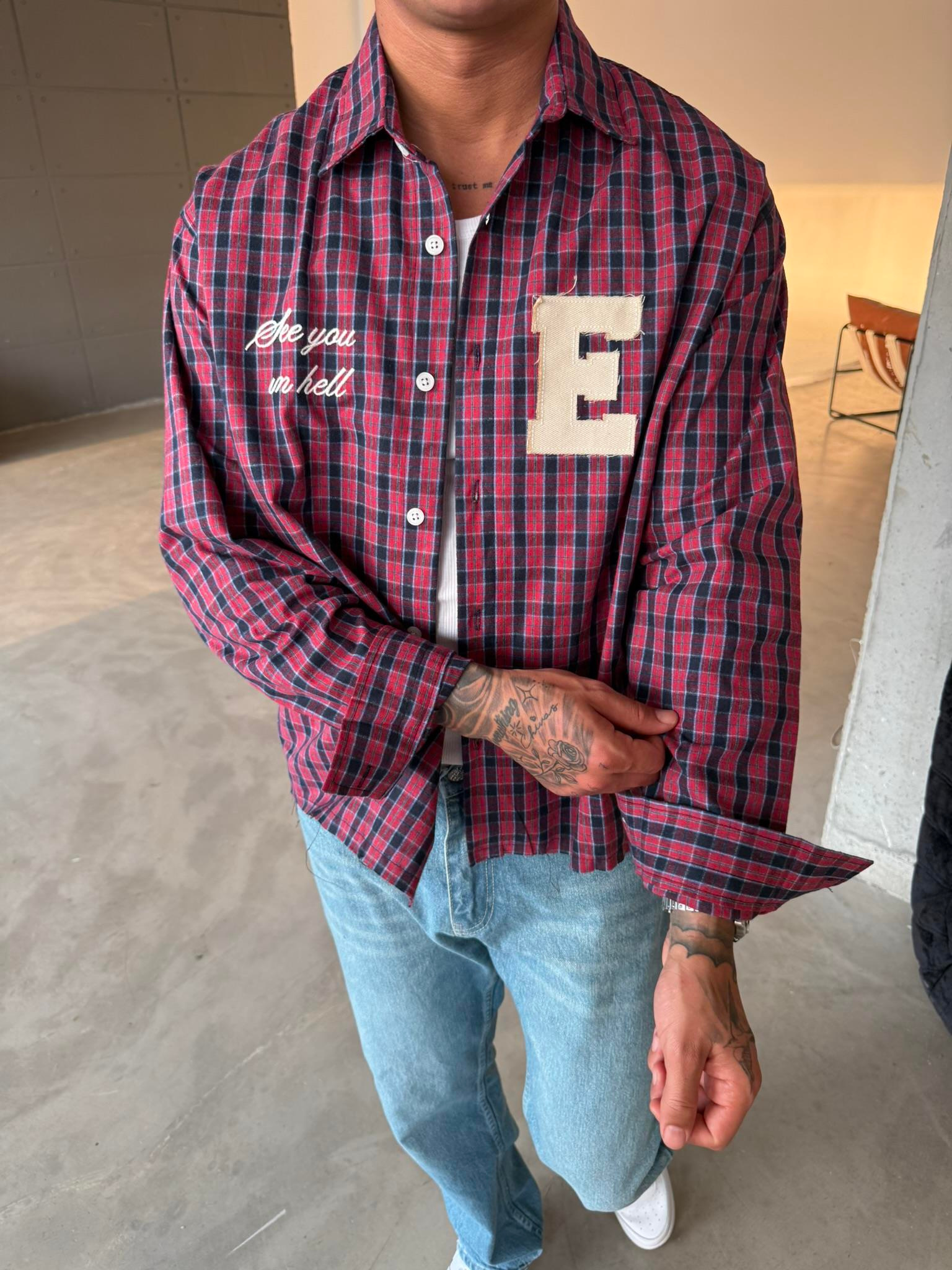 Ekose See You Ekose Gömlek - Kırmızı