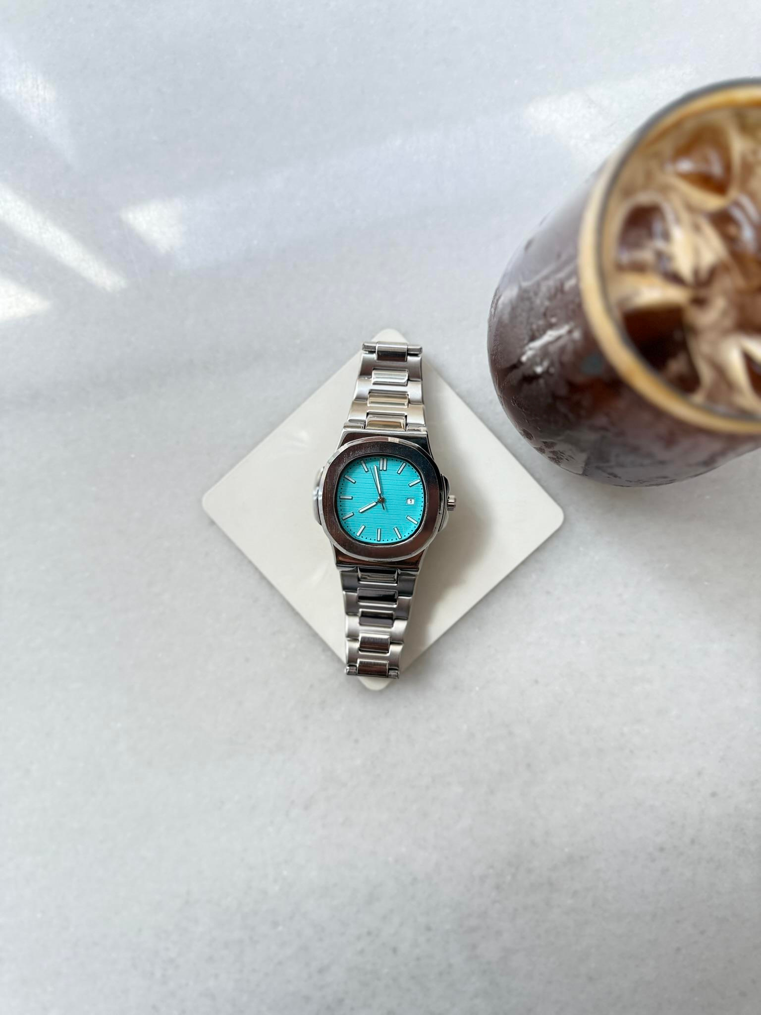 Erkek Aqua Luxe Çelik Tasarım Saat - Turkuaz