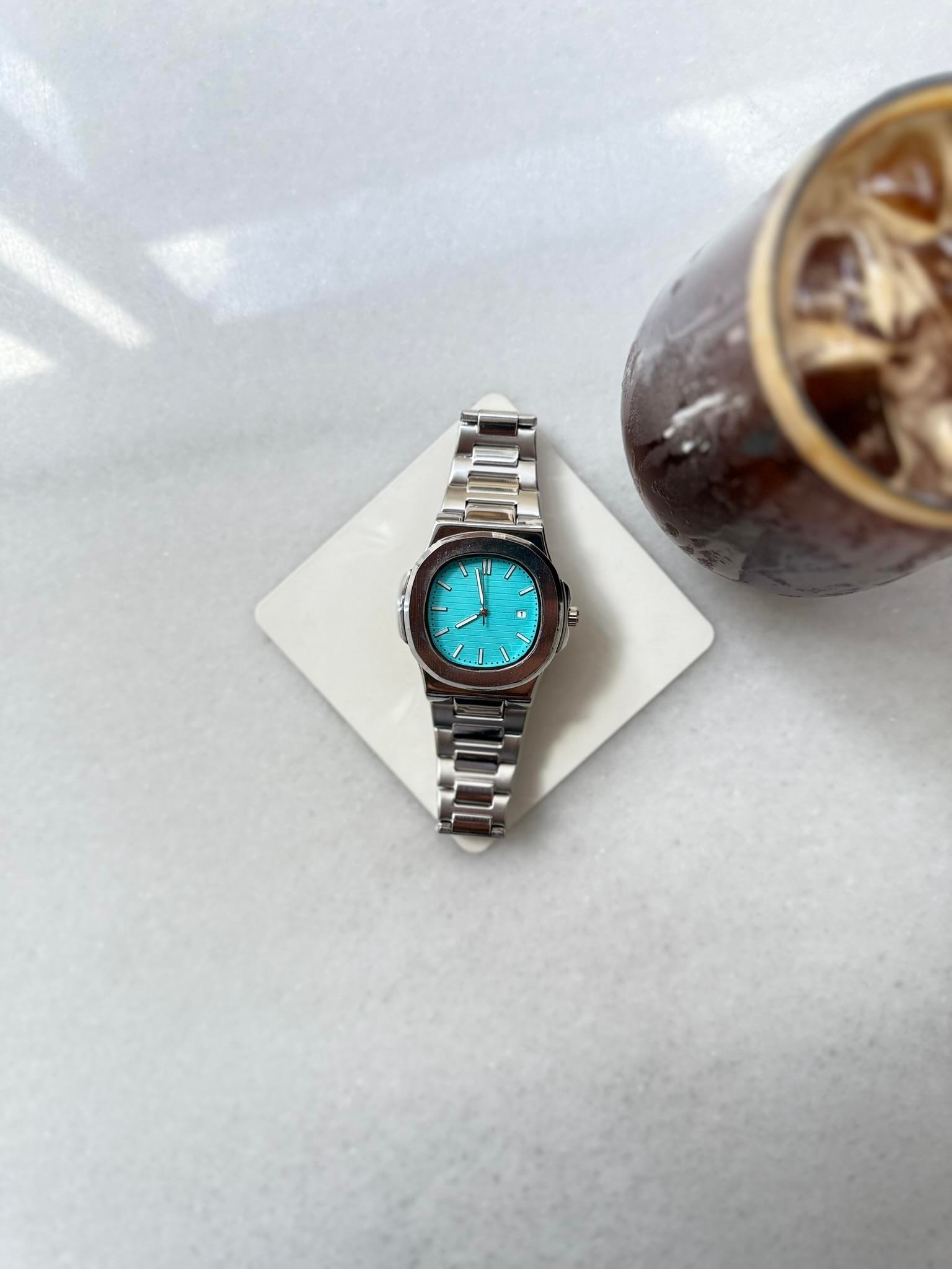 Erkek Aqua Luxe Çelik Tasarım Saat - Turkuaz