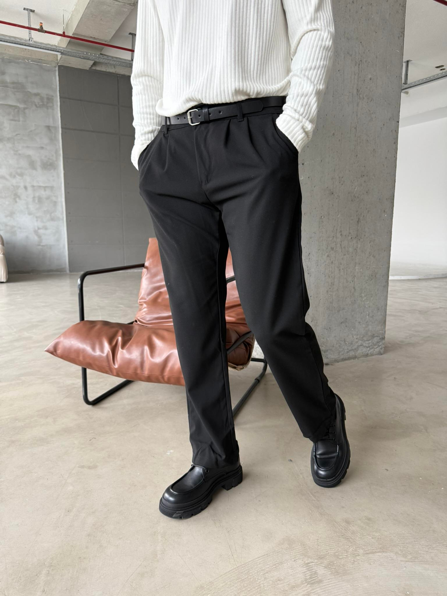 Erkek Baggy Basic Kumaş Pantolon - Siyah