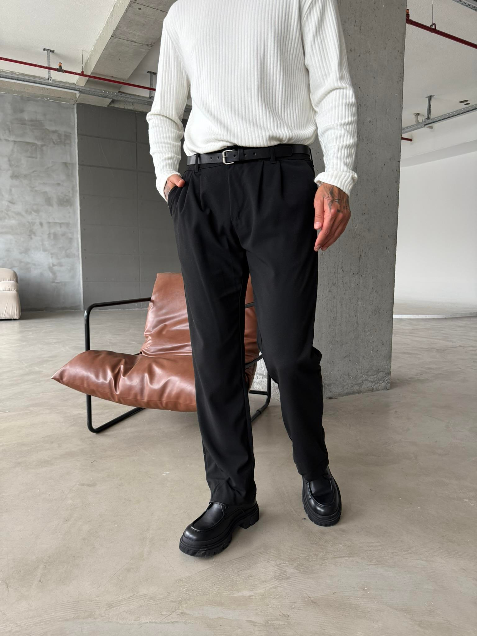 Erkek Baggy Basic Kumaş Pantolon - Siyah