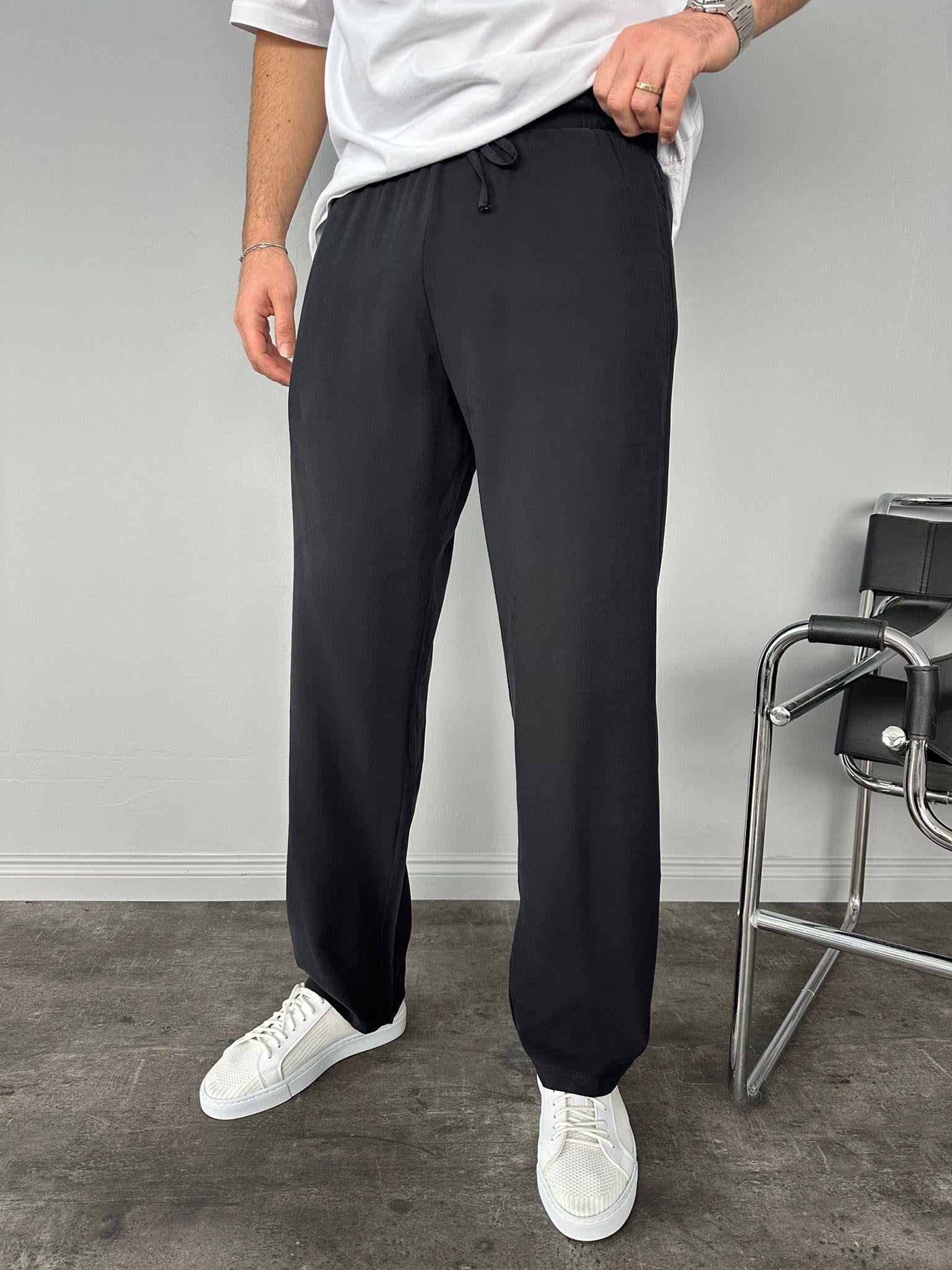 Erkek Baggy Fit Rahat Pamuklu Yumuşak Kumaş Pantolon Siyah
