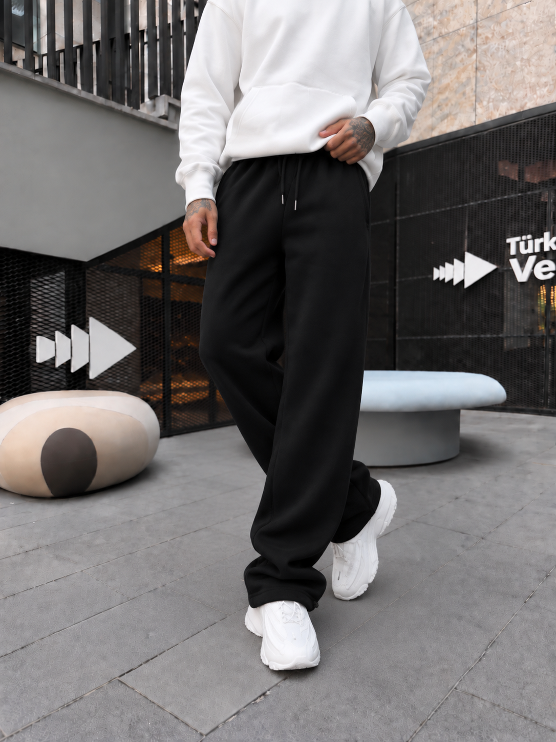 Erkek Basic Baggy Eşofman - Siyah