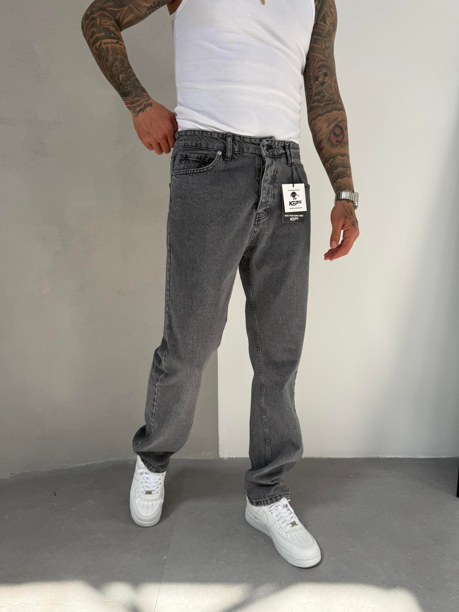 Erkek Basic Baggy Pantolon - Gri