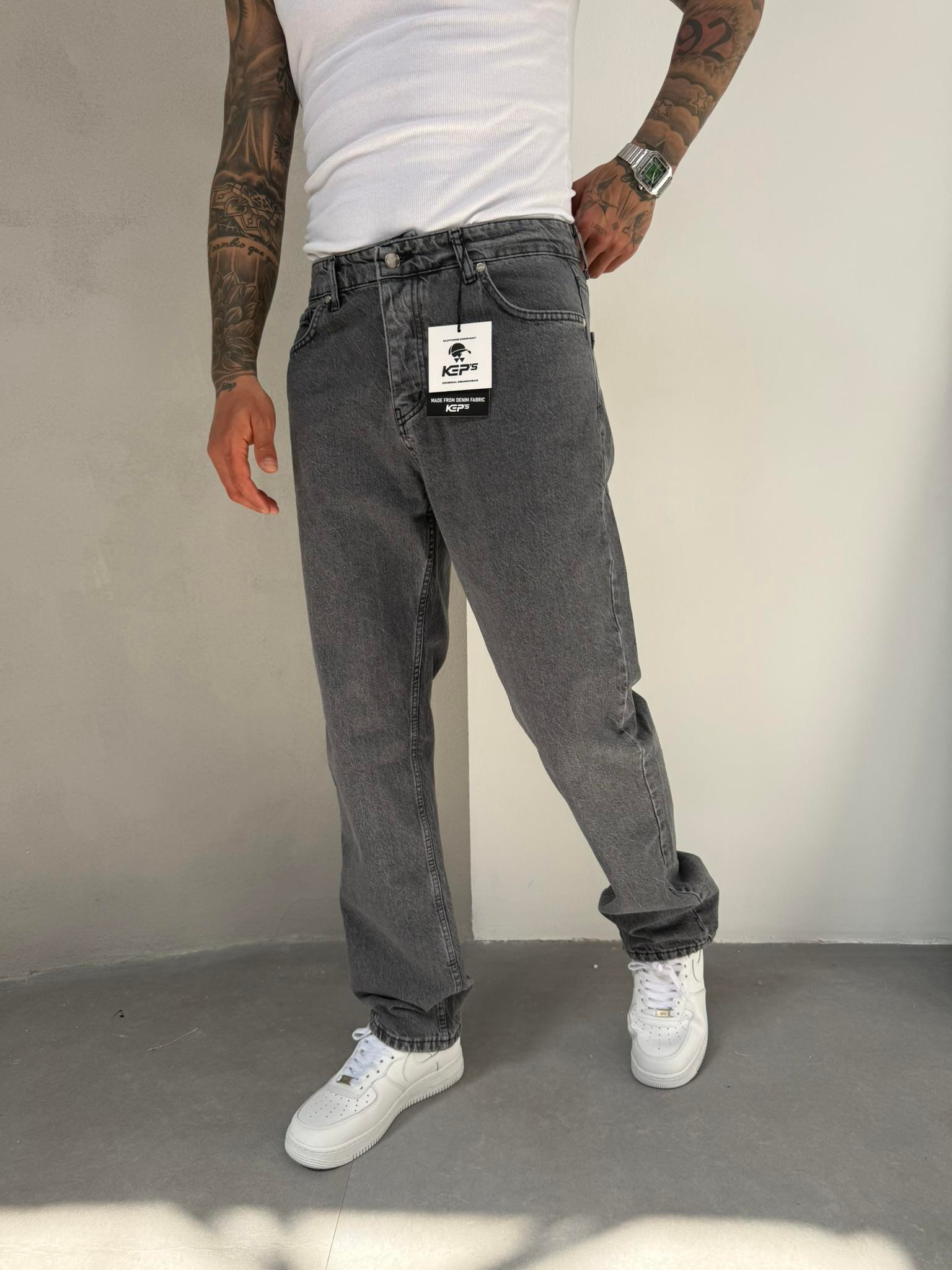 Erkek Basic Baggy Pantolon - Gri