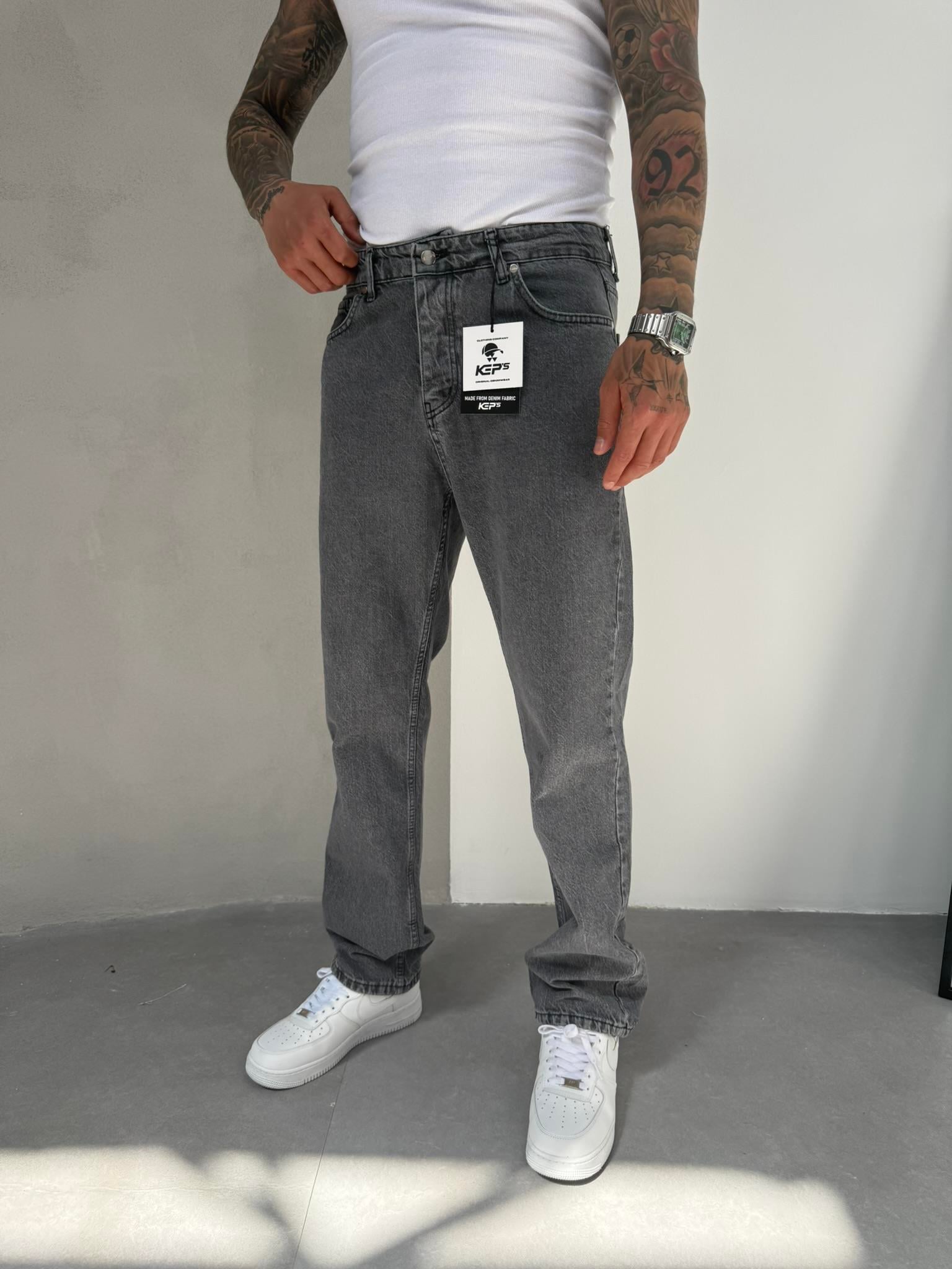 Erkek Basic Baggy Pantolon - Gri