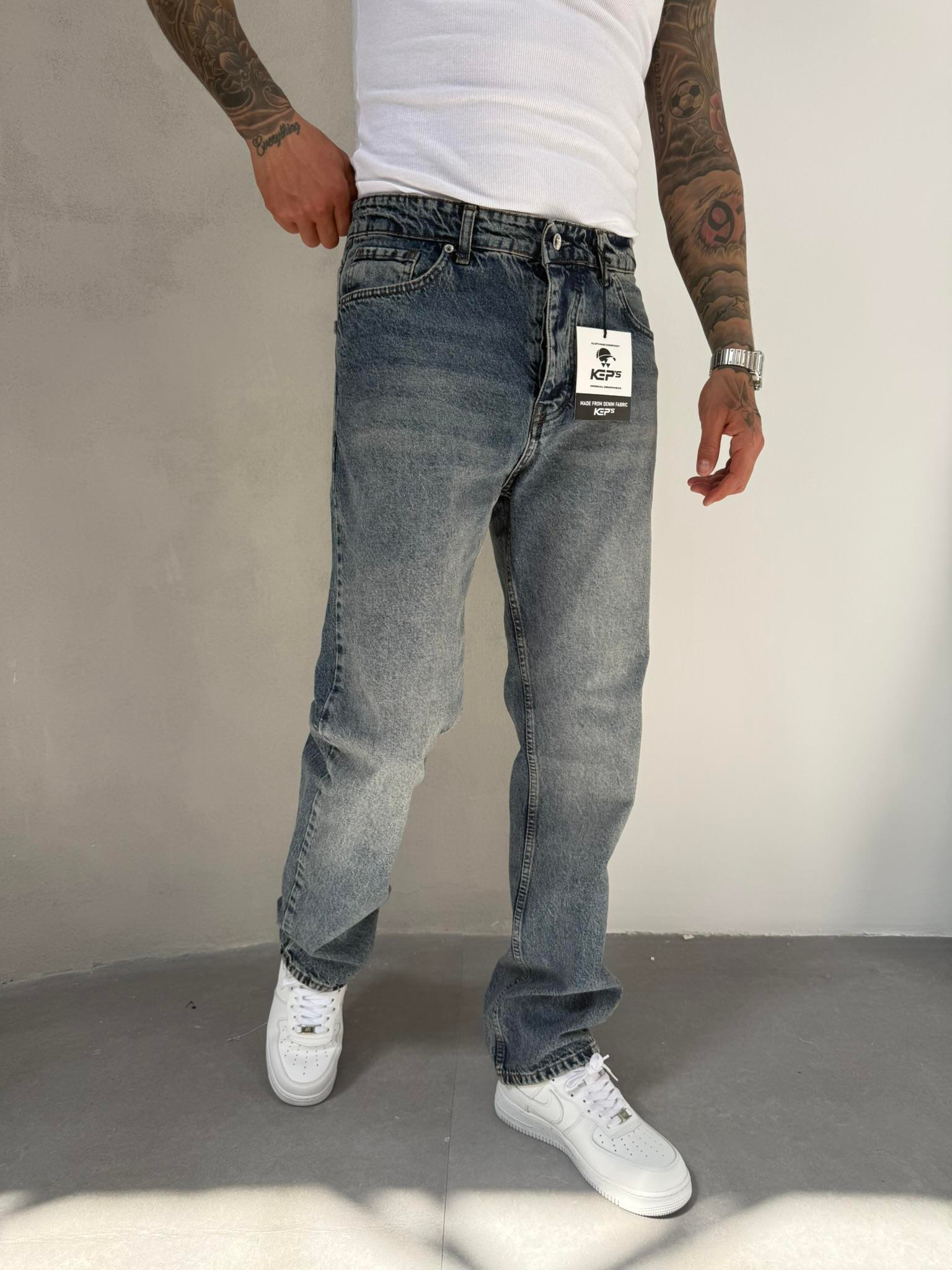 Erkek Basic Baggy Pantolon - İndigo