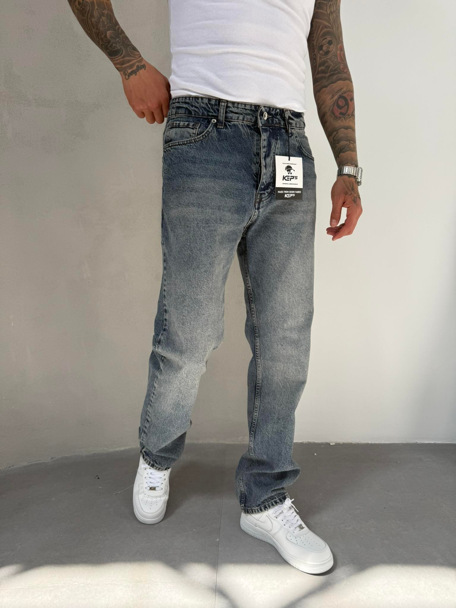 Erkek Basic Baggy Pantolon - İndigo