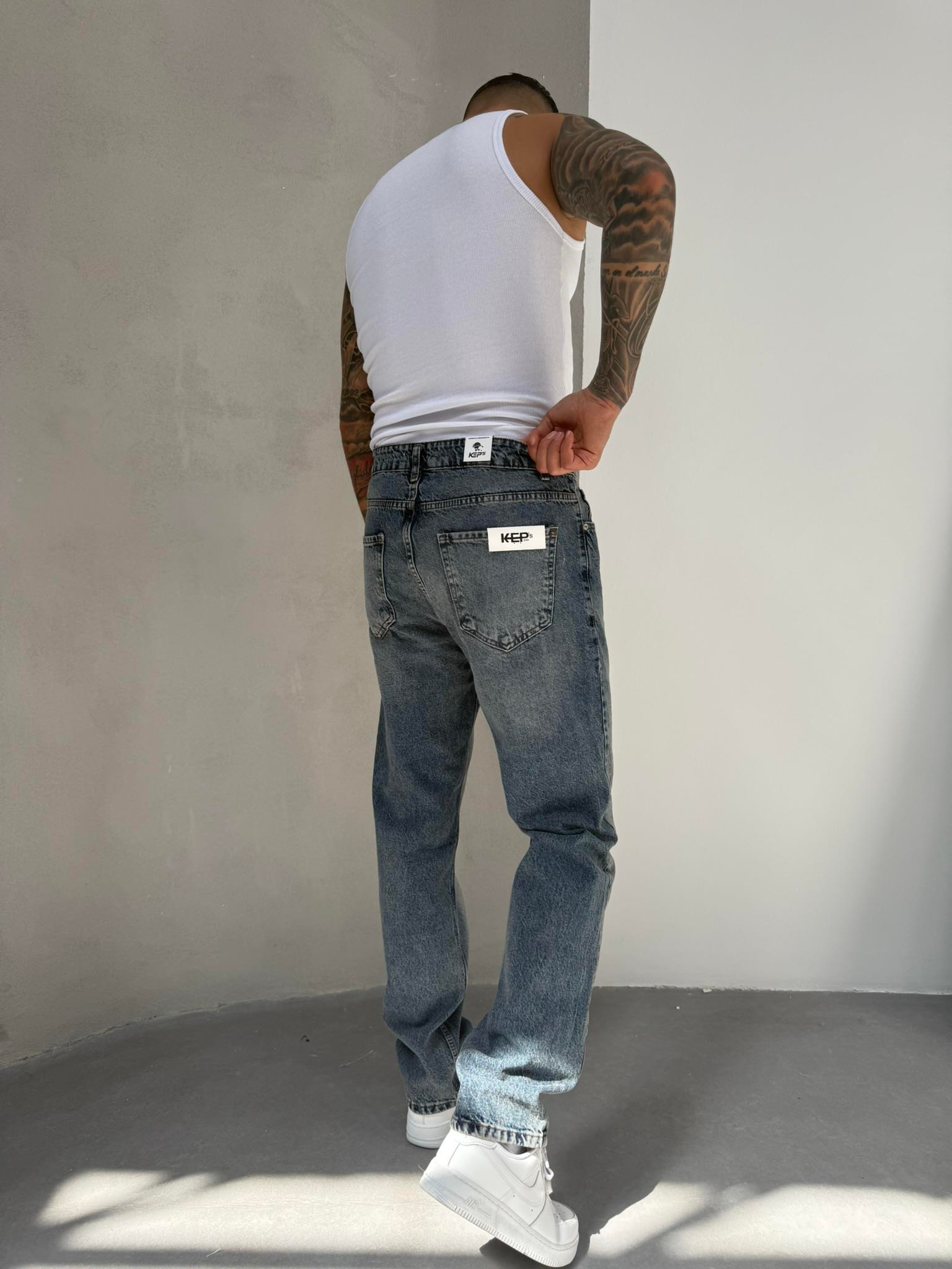 Erkek Basic Baggy Pantolon - İndigo