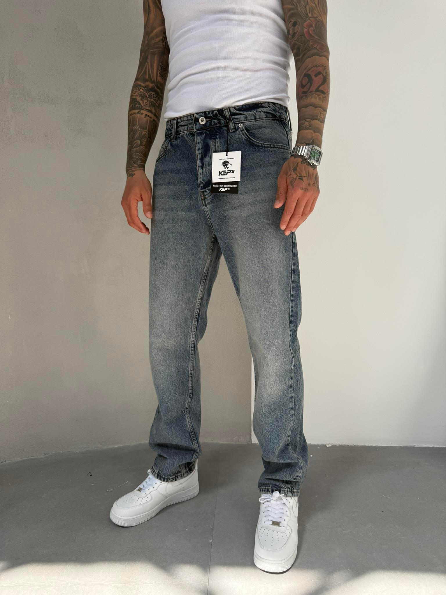 Erkek Basic Baggy Pantolon - İndigo