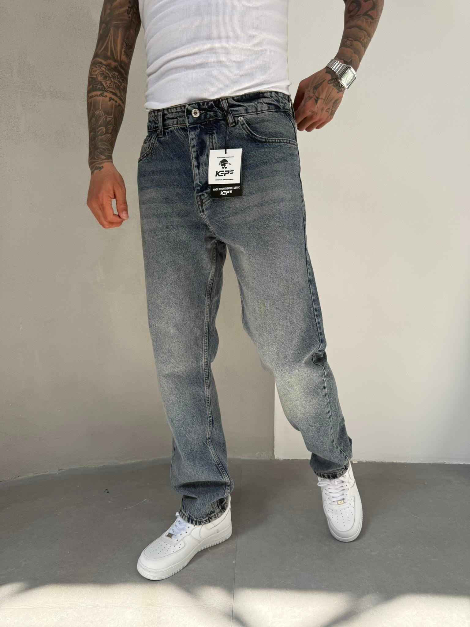 Erkek Basic Baggy Pantolon - İndigo