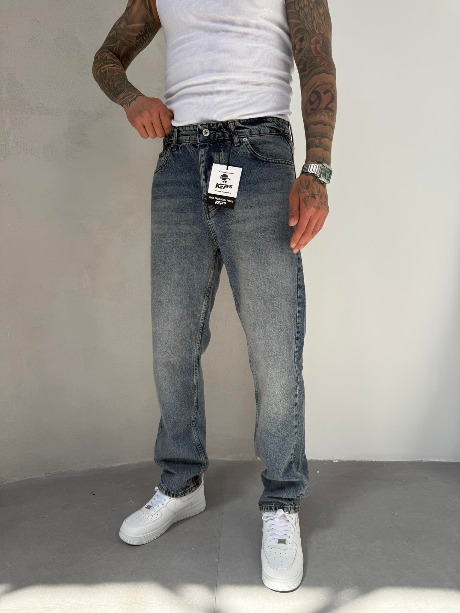 Erkek Basic Baggy Pantolon - İndigo