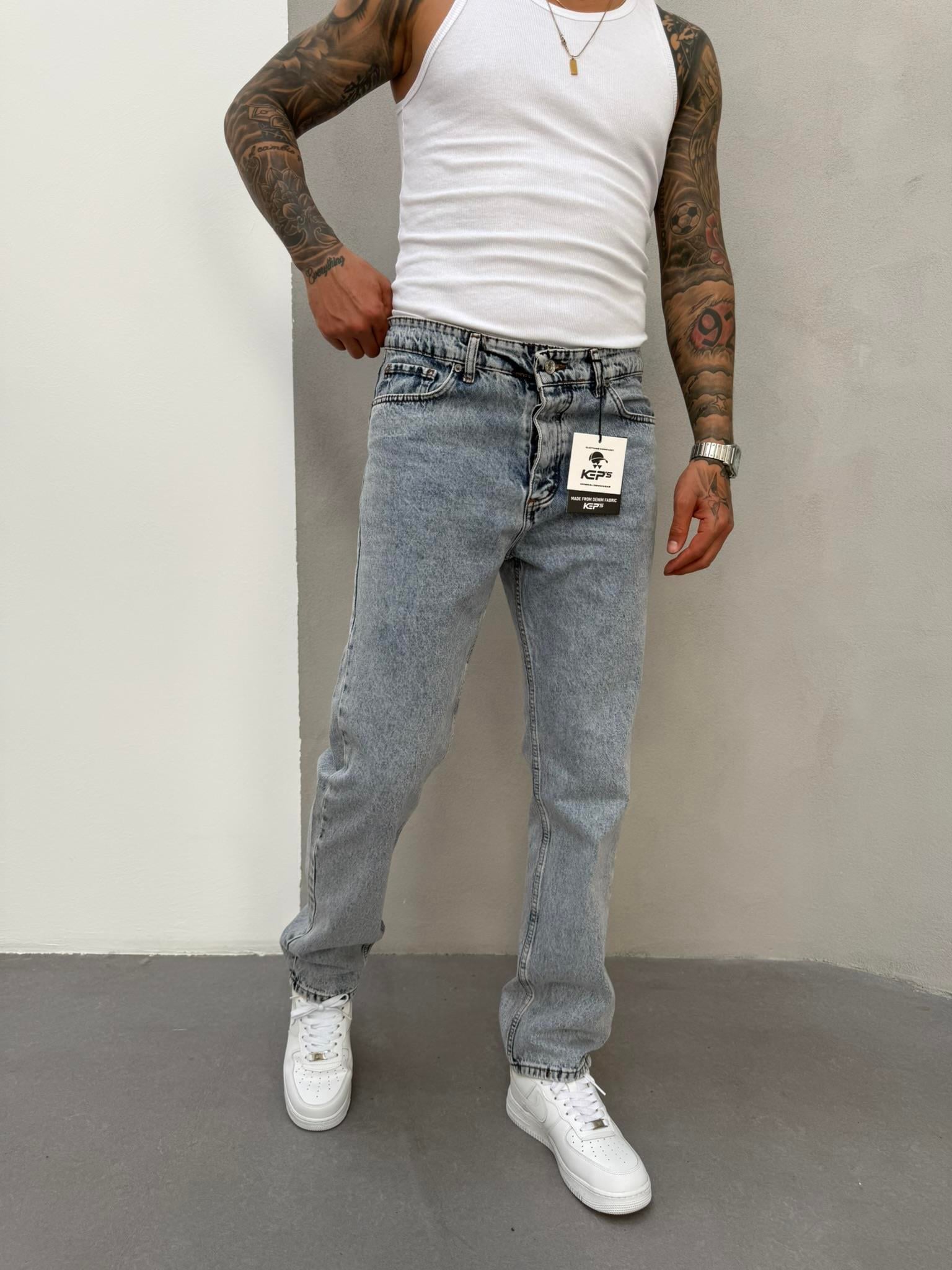 Erkek Basic Baggy Pantolon - Mavi