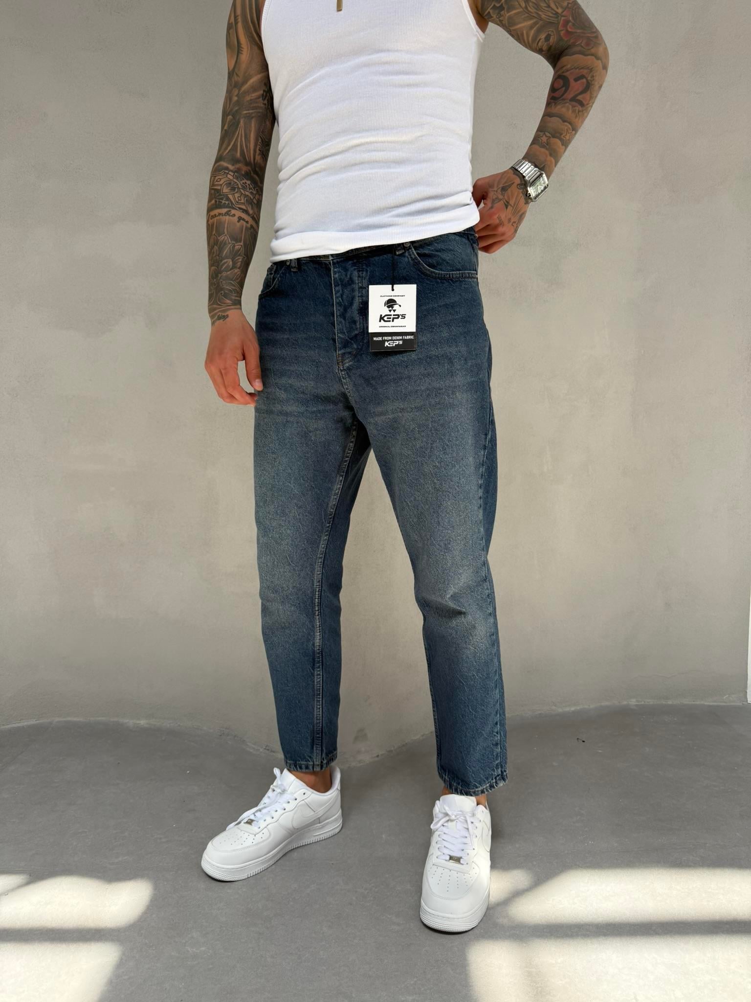 Erkek Boyfriend Fit Jean Pantolon Mavi