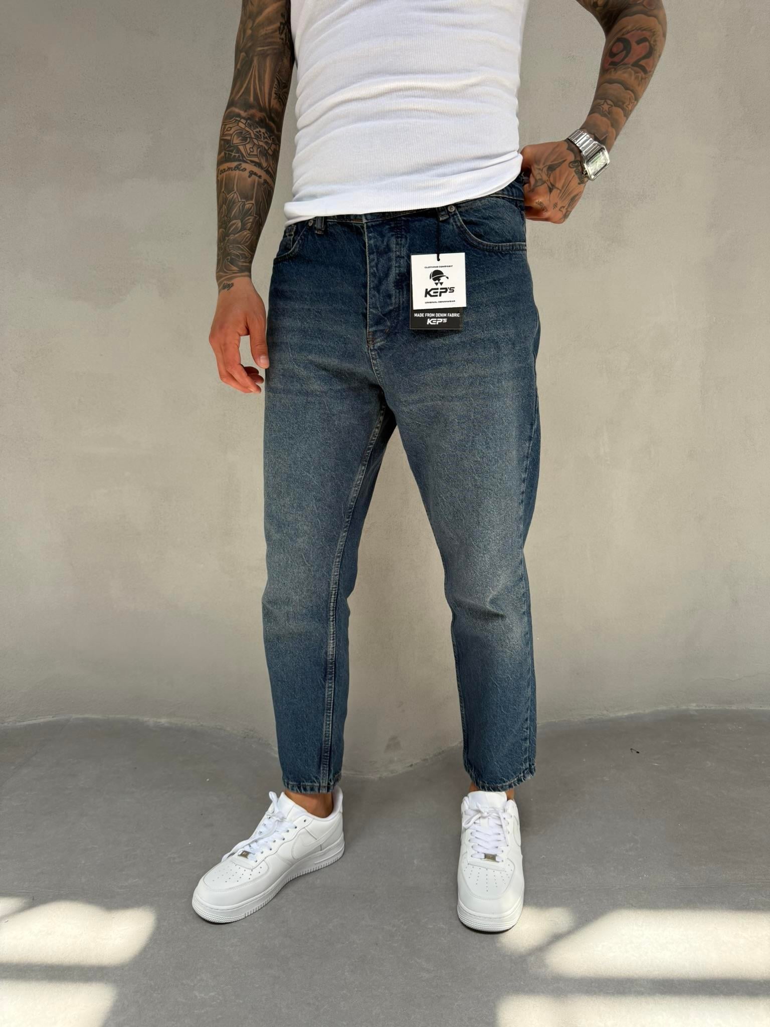Erkek Boyfriend Fit Jean Pantolon Mavi
