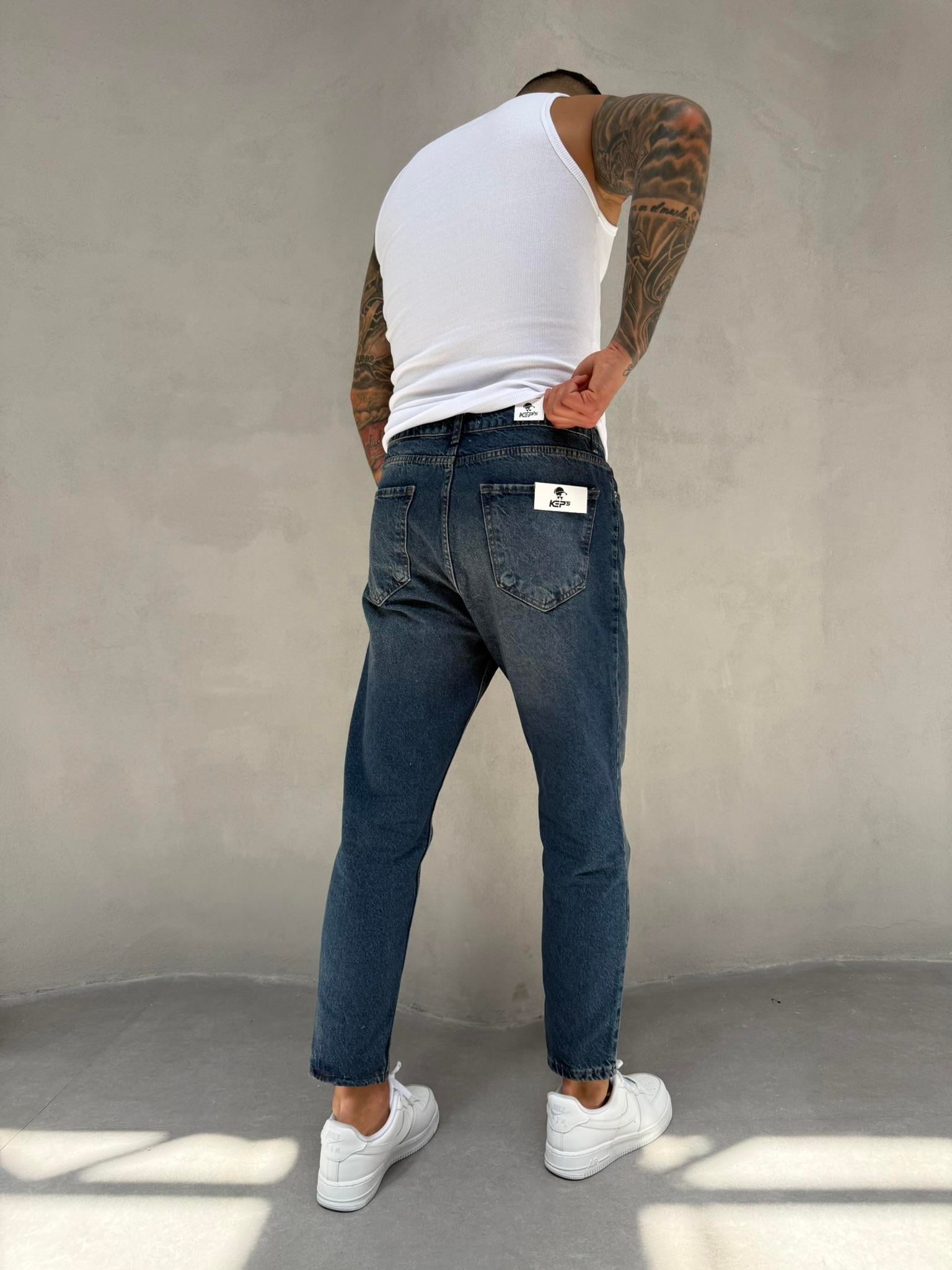 Erkek Boyfriend Fit Jean Pantolon Mavi