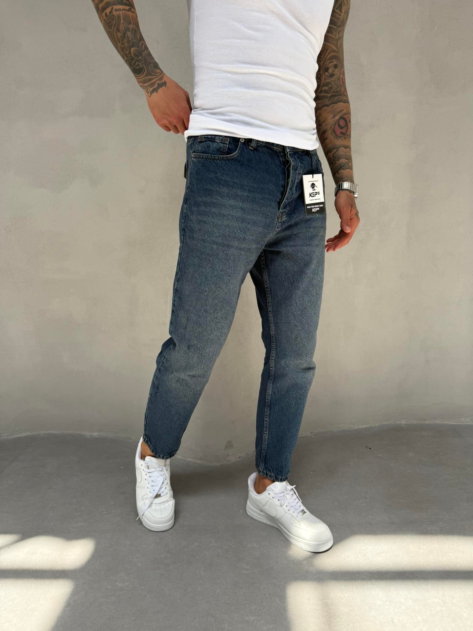 Erkek Boyfriend Fit Jean Pantolon Mavi