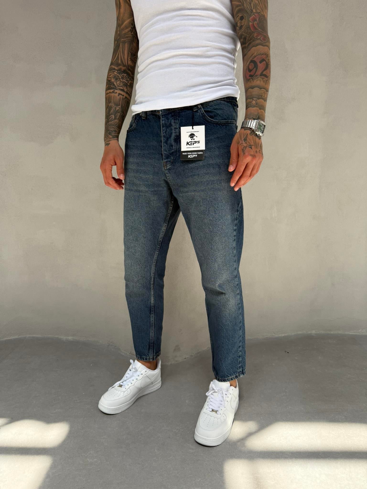Erkek Boyfriend Fit Jean Pantolon Mavi