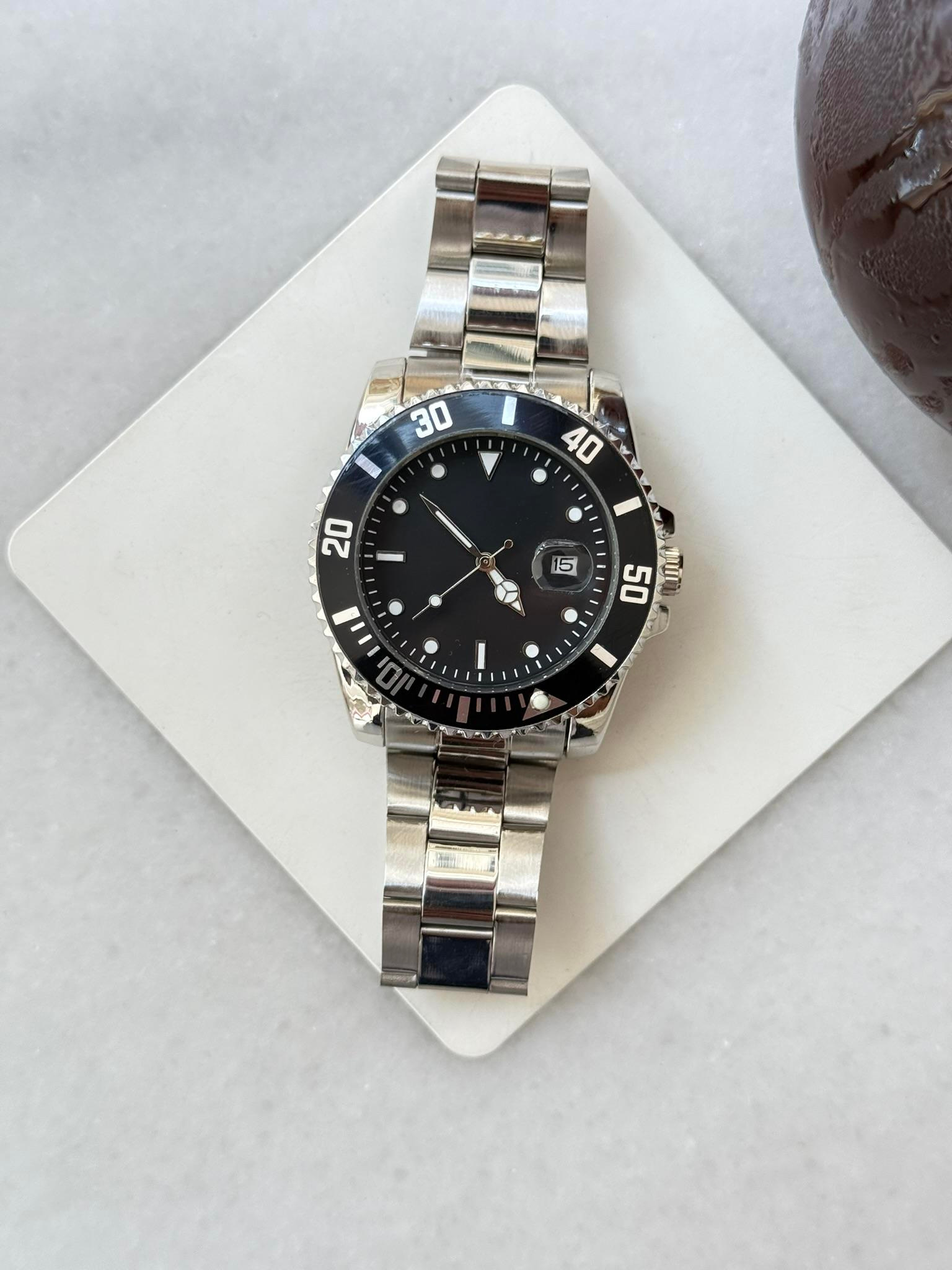 Erkek Deep Black Çelik Kasa Saat - Siyah