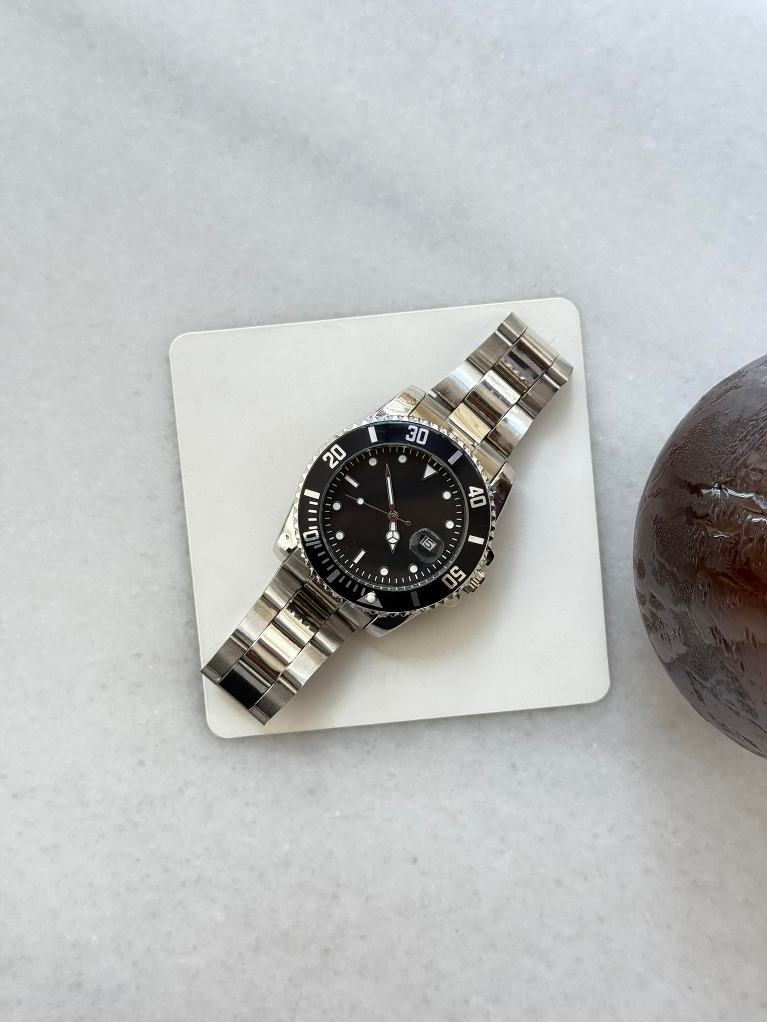 Erkek Deep Black Çelik Kasa Saat - Siyah