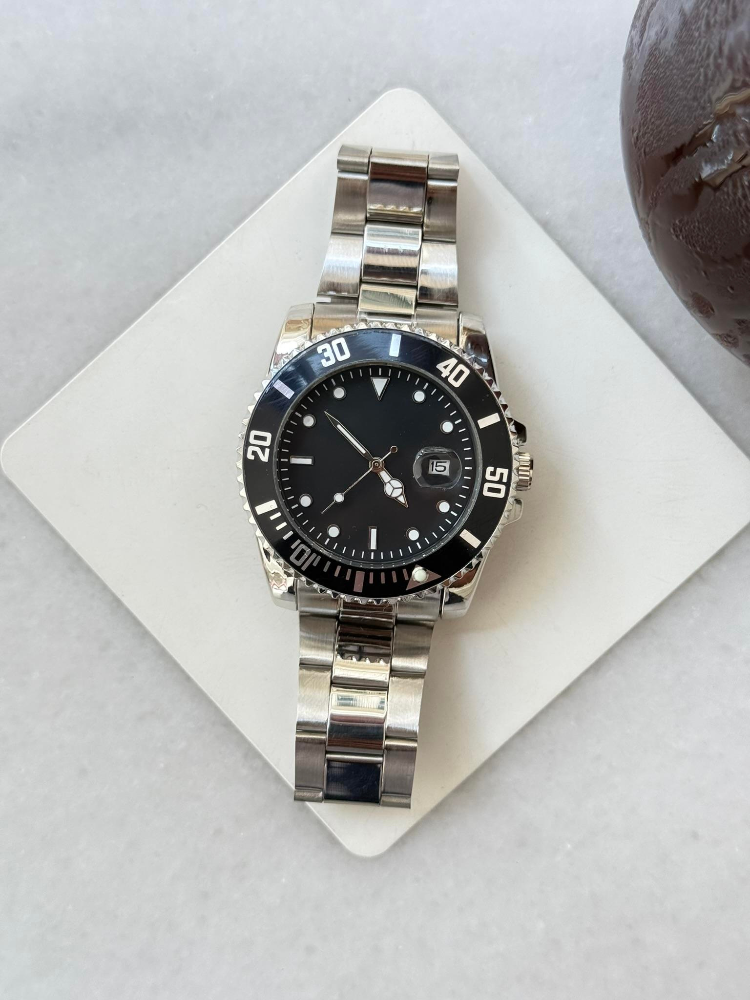 Erkek Deep Black Çelik Kasa Saat - Siyah