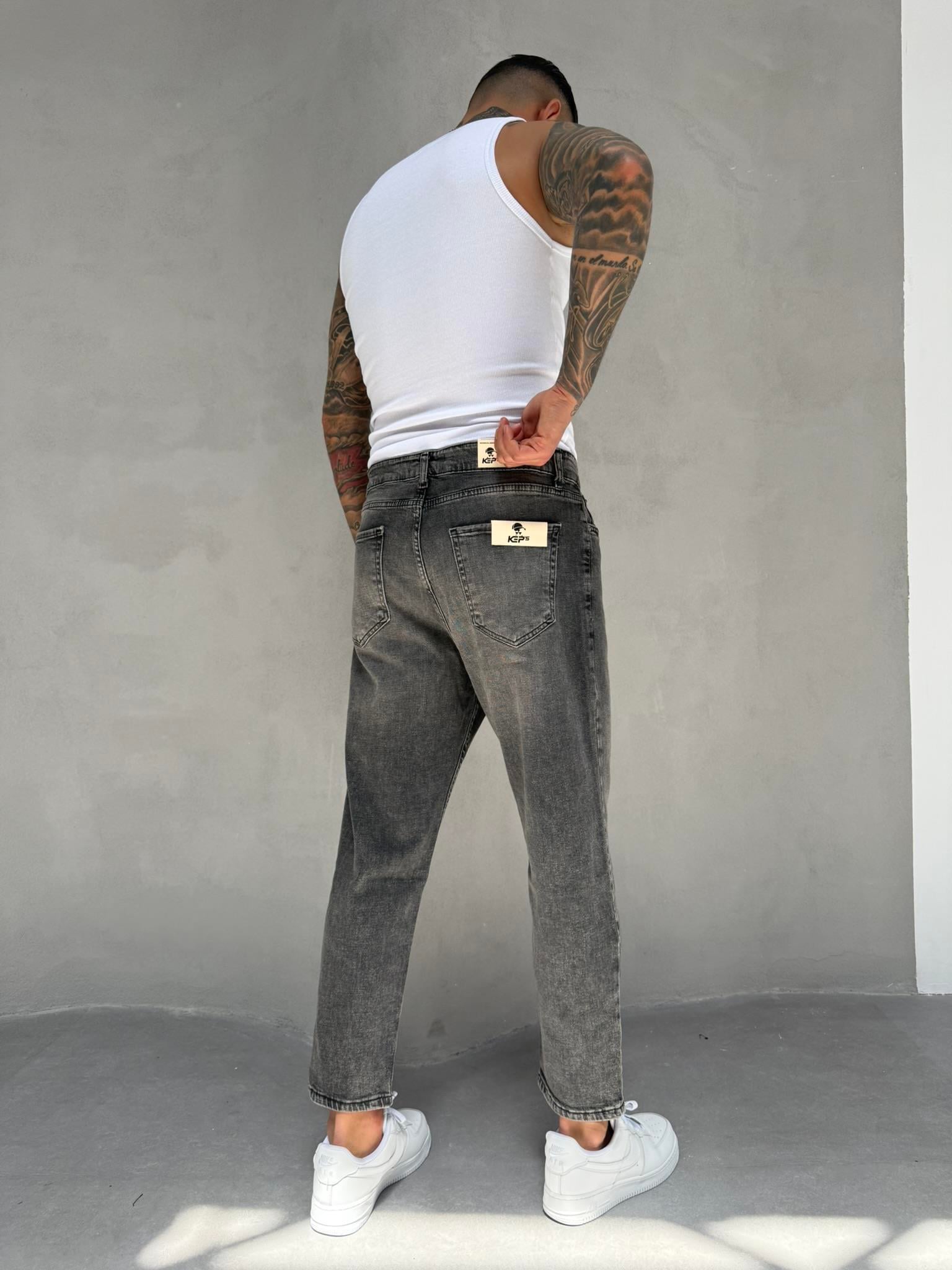Erkek Eskitme Basic Boyfriend - Gri