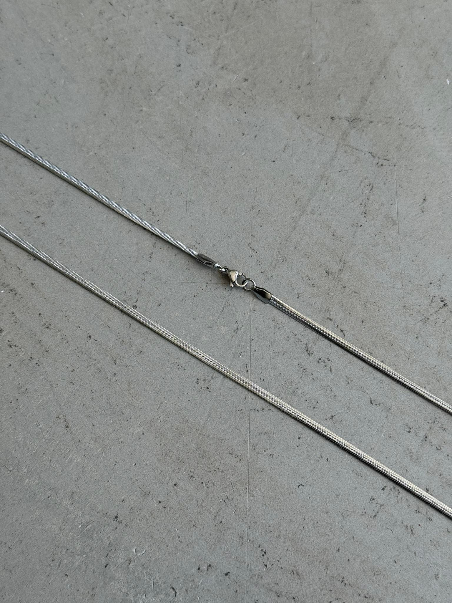 Erkek Flat Snake Zincir Kolye - Gümüş