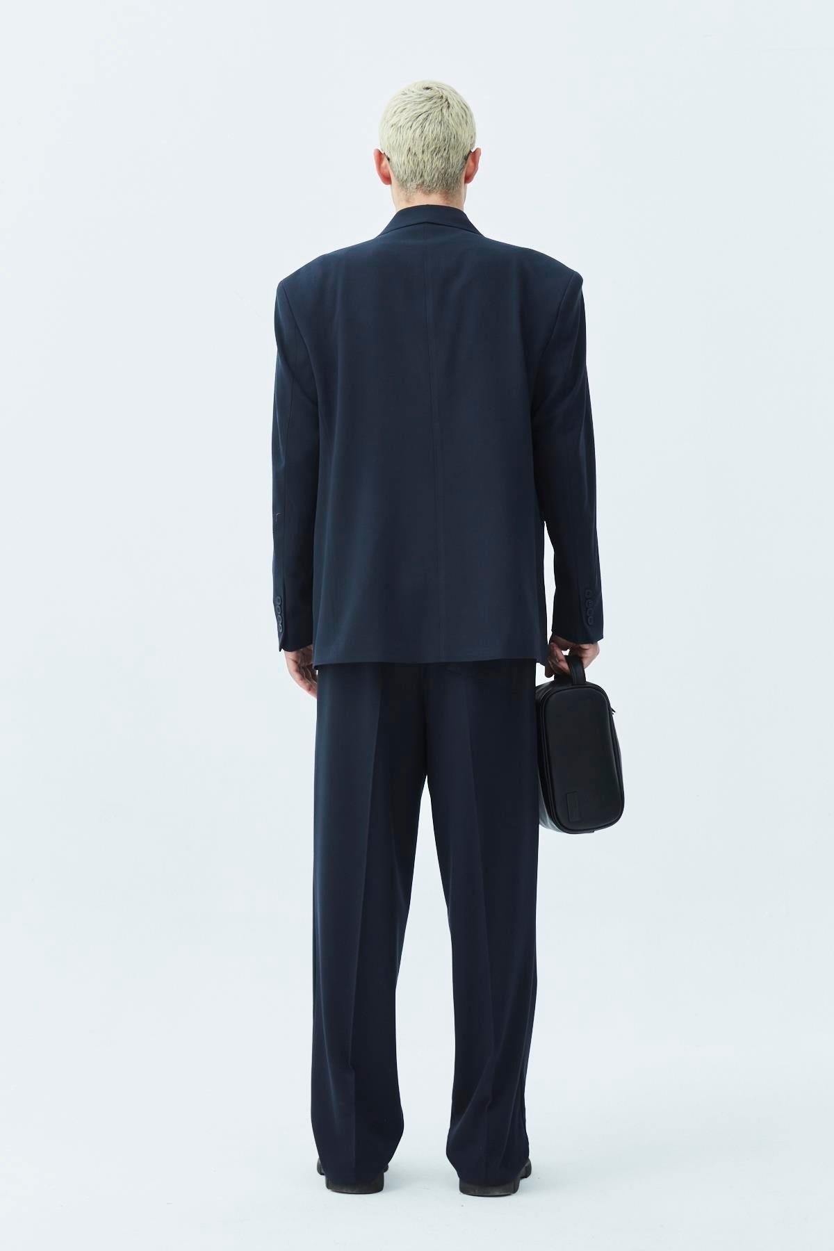 Erkek Kruvaze Düğmeli Takım Elbise - Lacivert