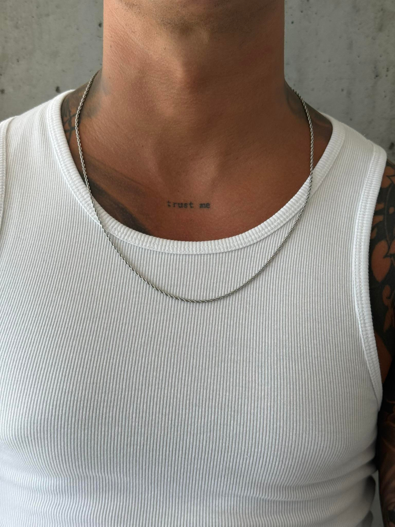 Erkek Minimal Box Zincir Kolye - Gümüş