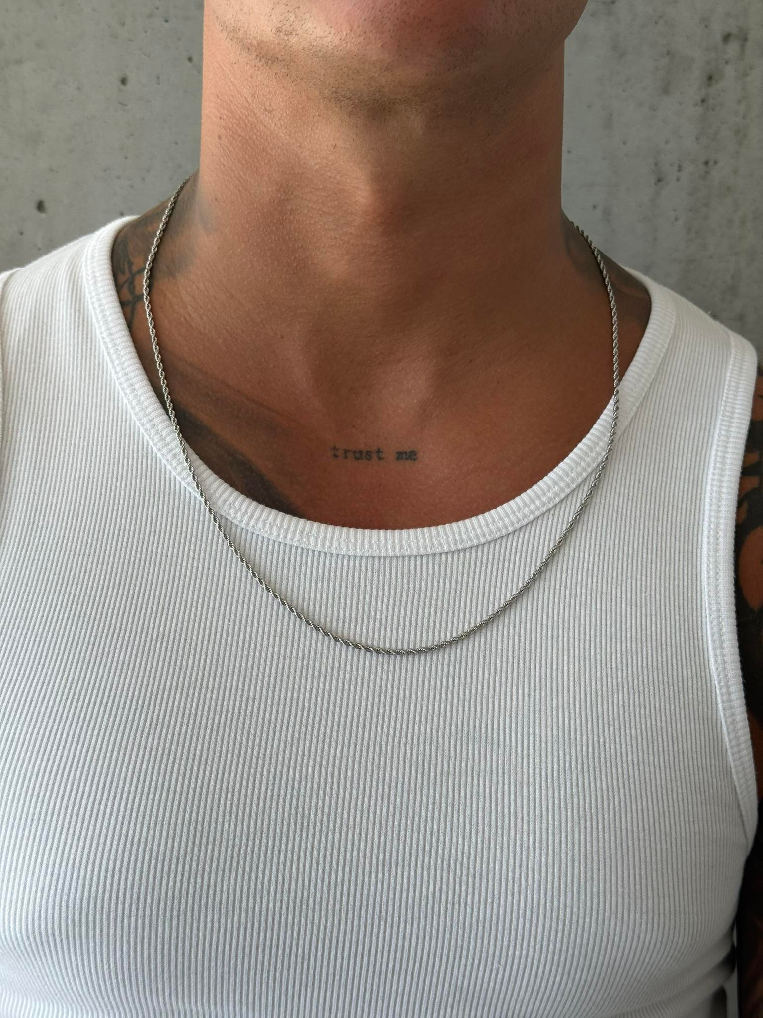 Erkek Minimal Box Zincir Kolye - Gümüş