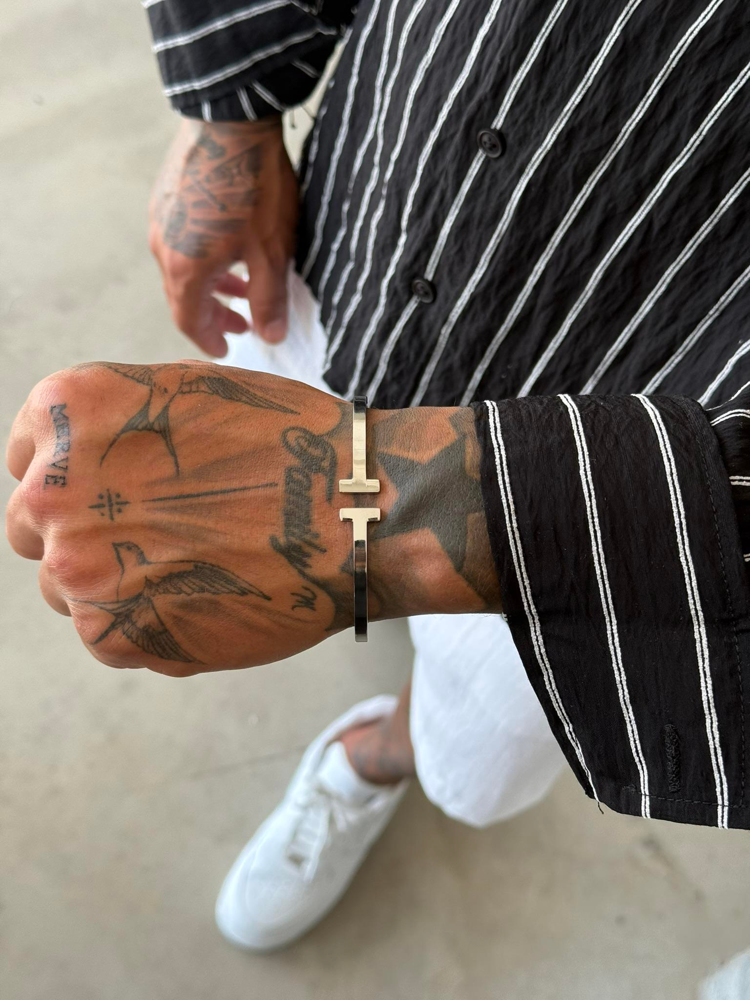 Erkek Minimal T Bileklik - Gümüş