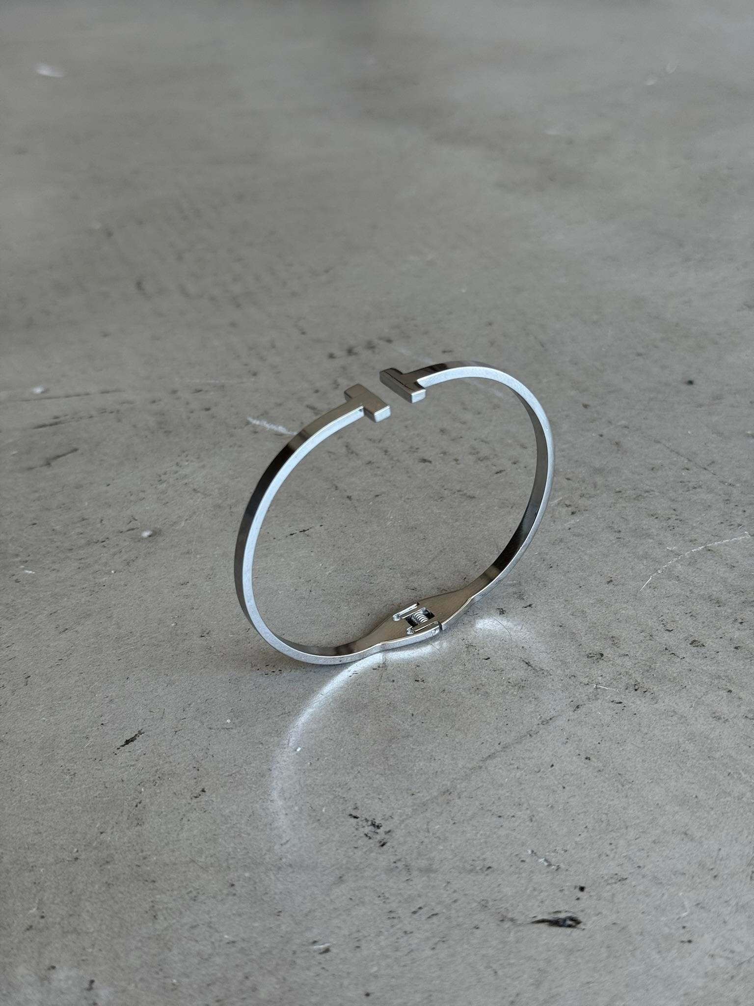 Erkek Minimal T Bileklik - Gümüş