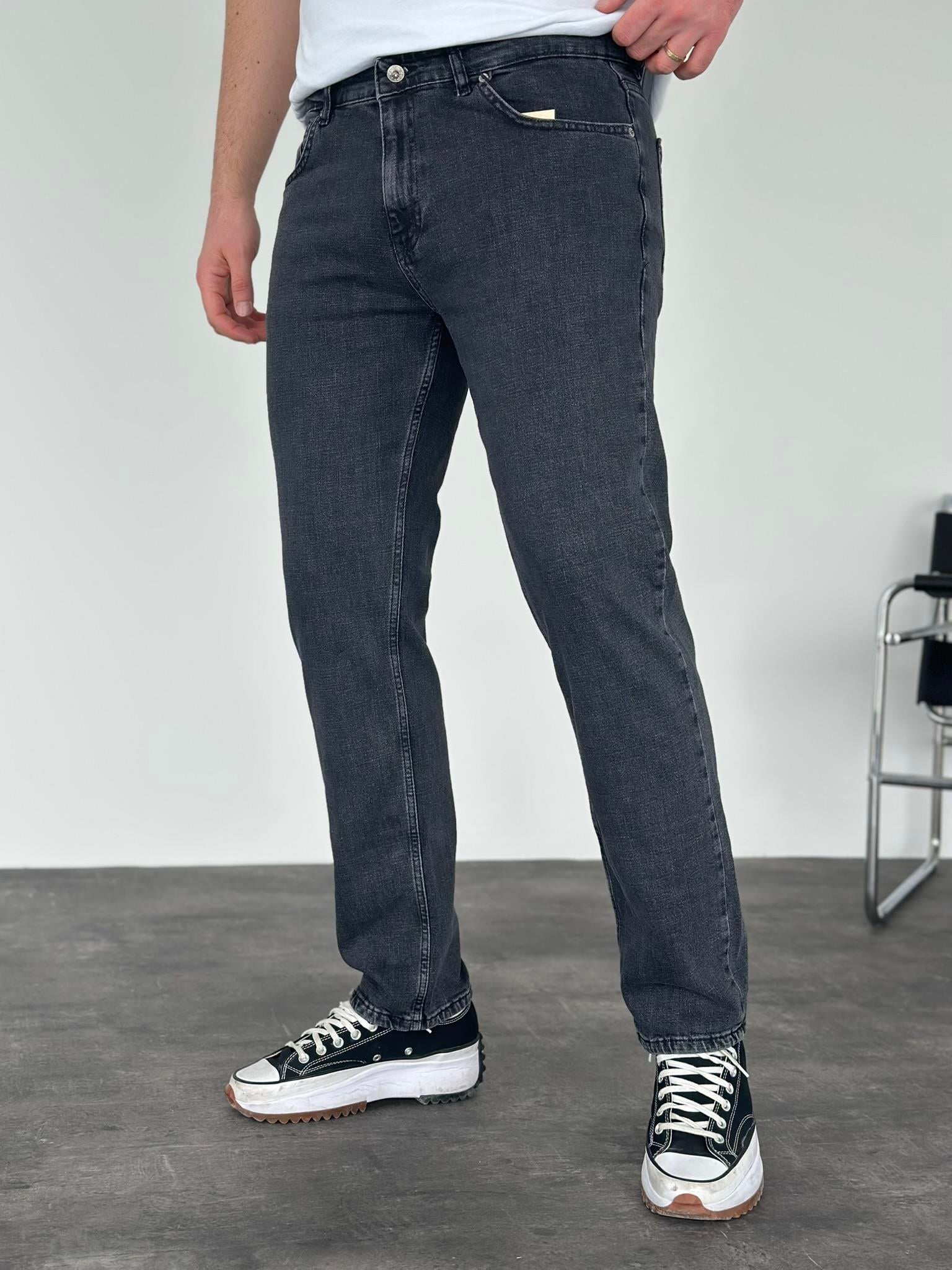 Erkek Regular Fit Yıkamalı Jean Pantolon Antrasit