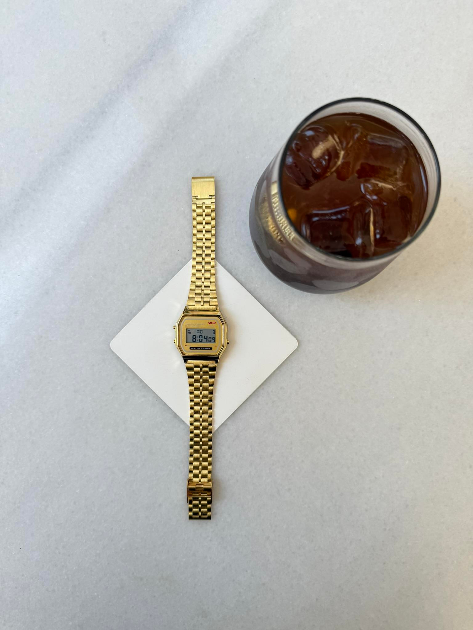 Erkek Retro Dijital Erkek Kol Saati - Gold