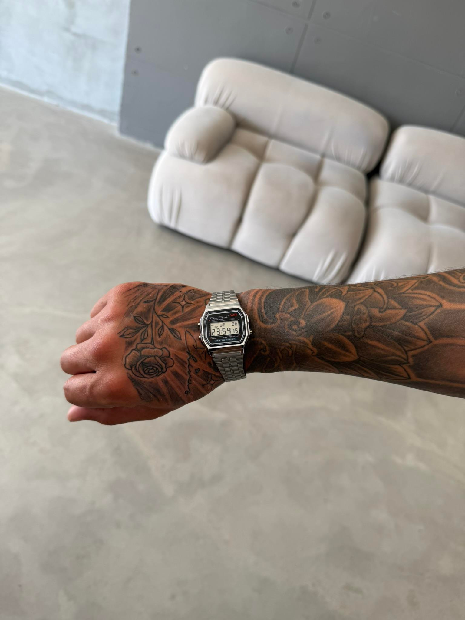 Erkek Retro Dijital Erkek Kol Saati - Gümüş