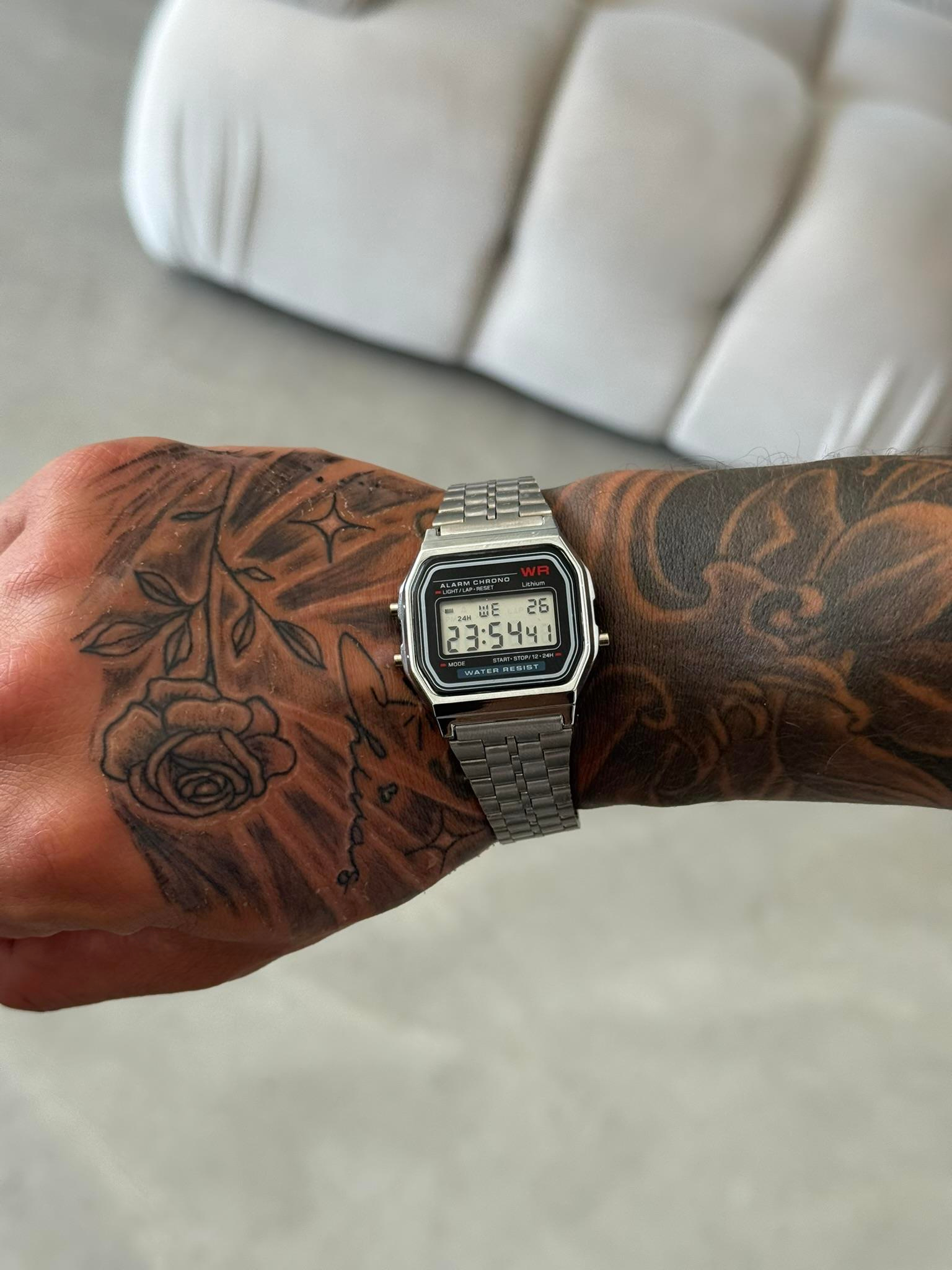 Erkek Retro Dijital Erkek Kol Saati - Gümüş