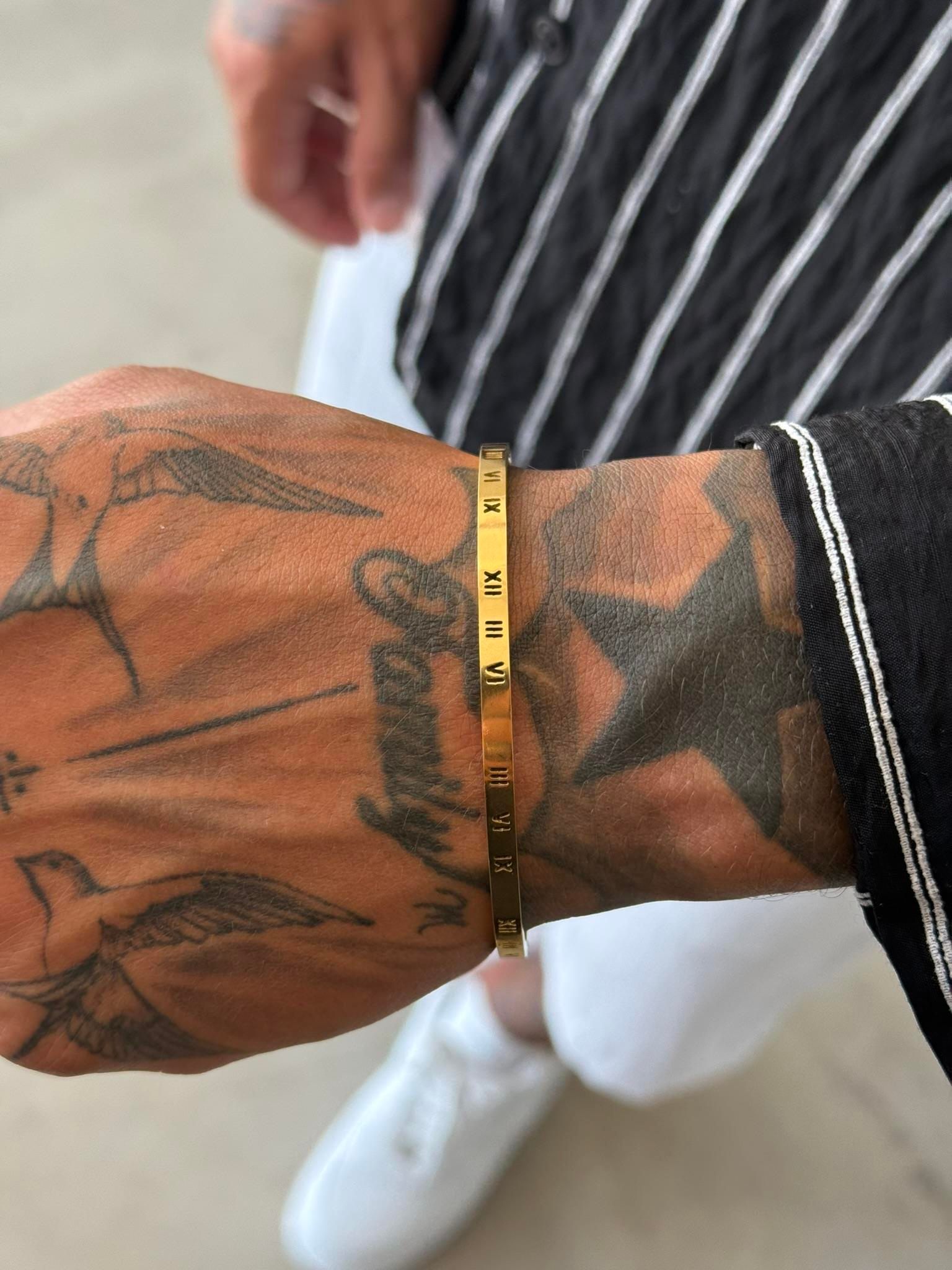 Erkek Roma Rakamlı Bileklik - Altın