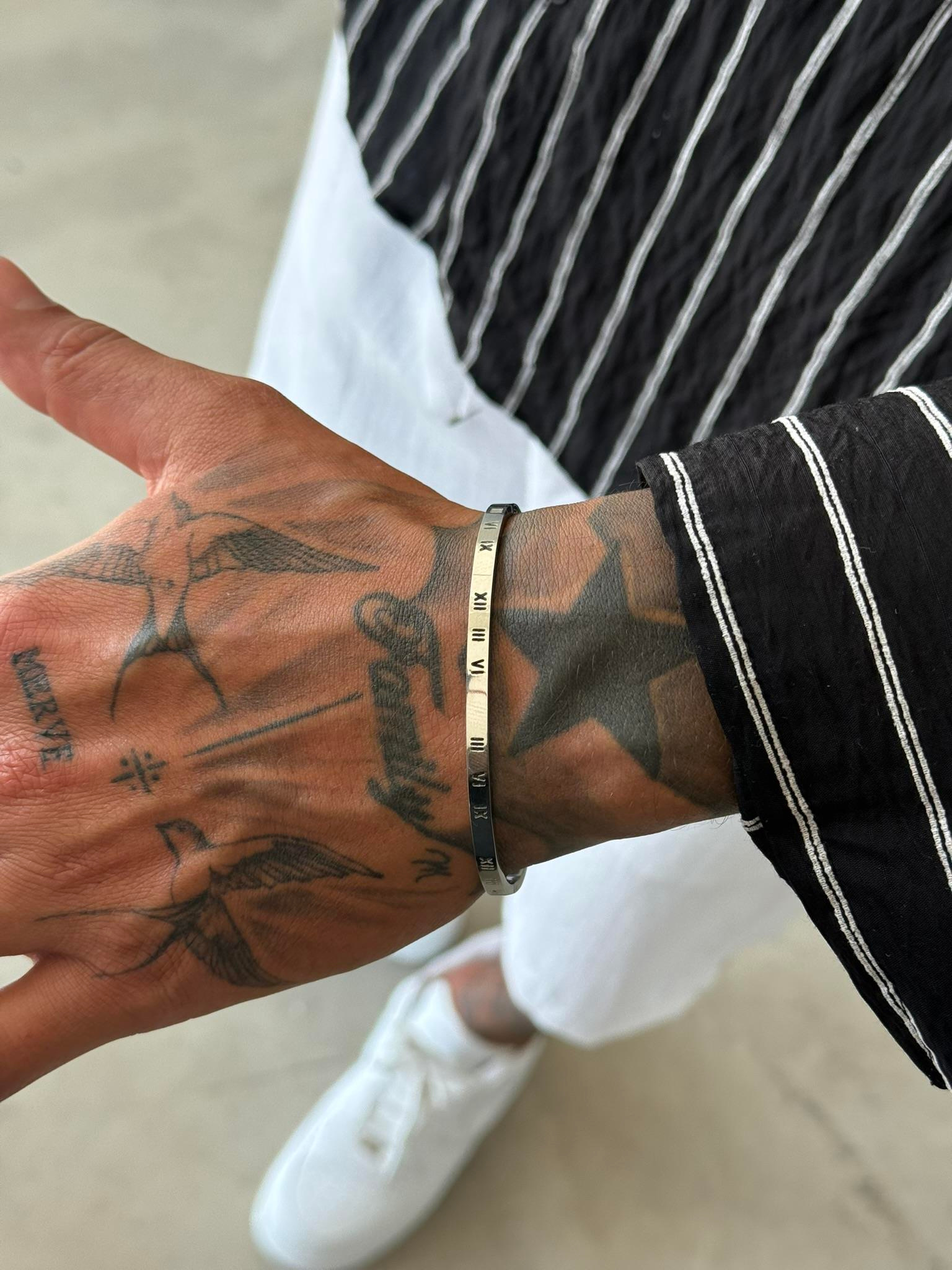 Erkek Roma Rakamlı Bileklik - Gümüş