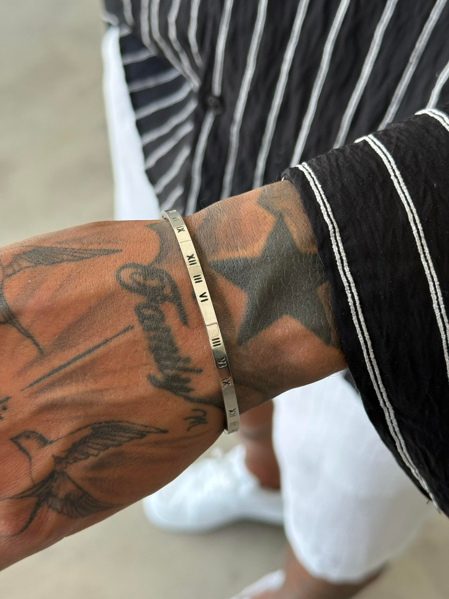 Erkek Roma Rakamlı Bileklik - Gümüş