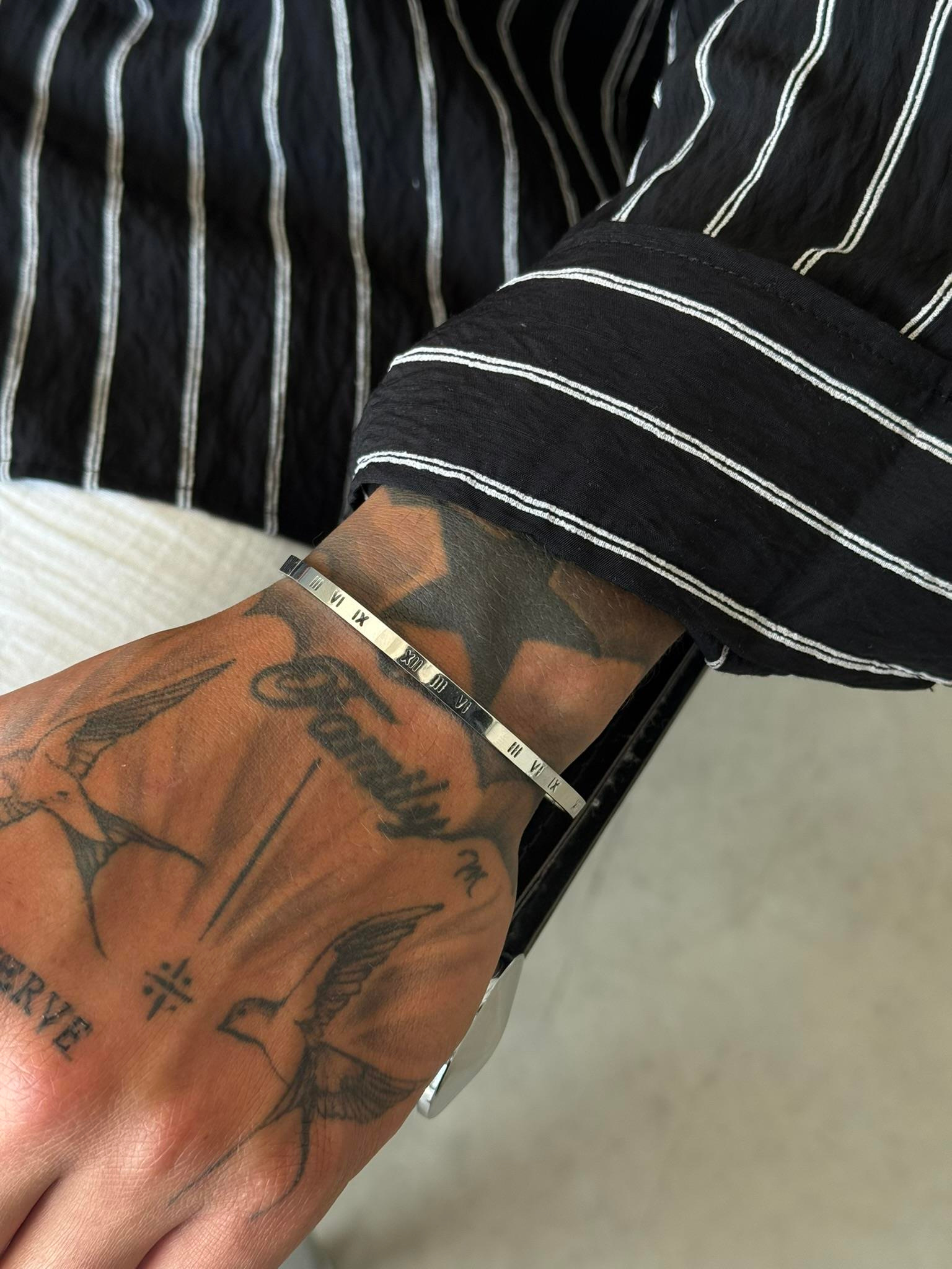 Erkek Roma Rakamlı Bileklik - Gümüş