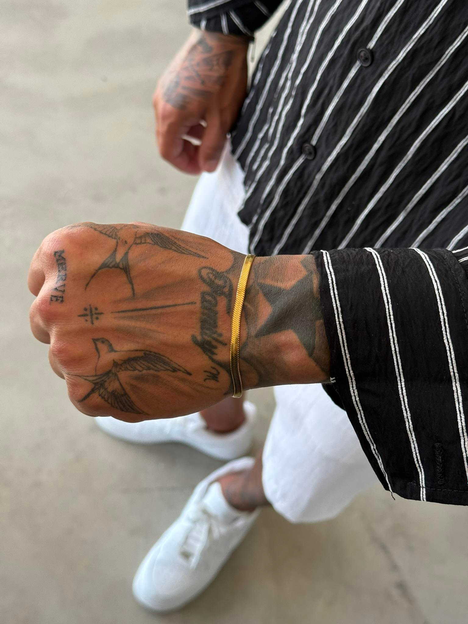 Erkek Yassı Snake Bileklik - Altın