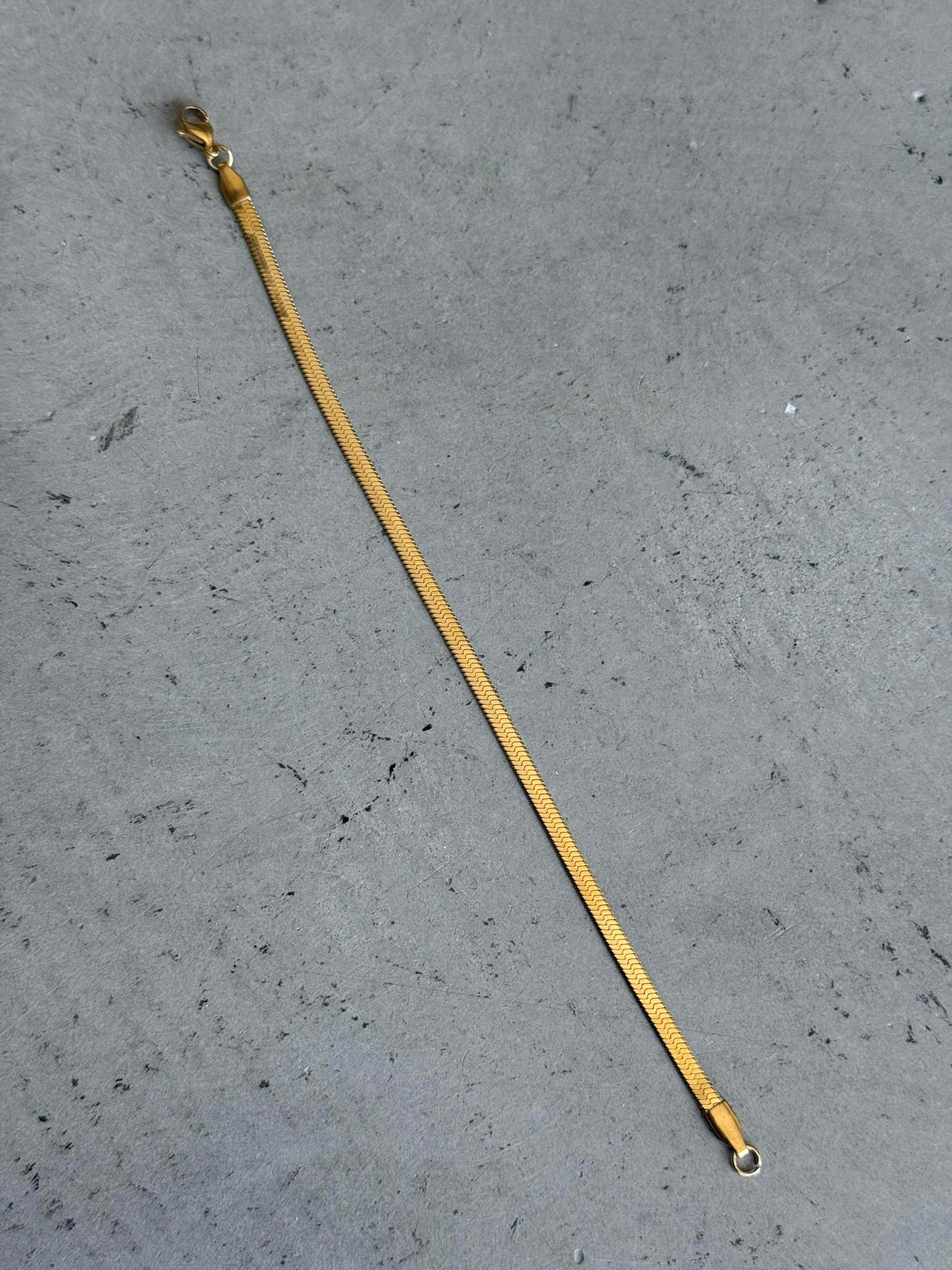 Erkek Yassı Snake Bileklik - Altın