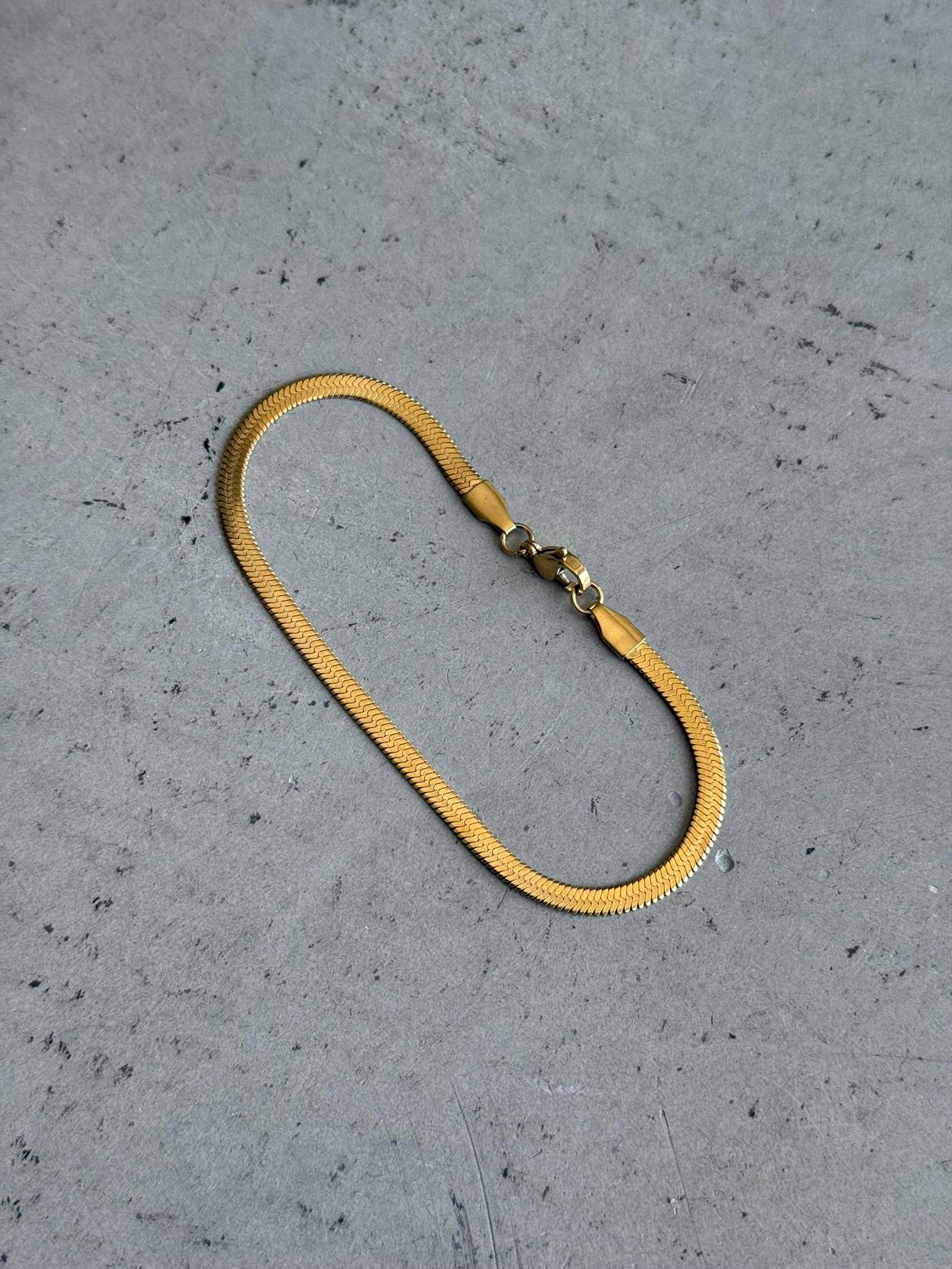 Erkek Yassı Snake Bileklik - Altın