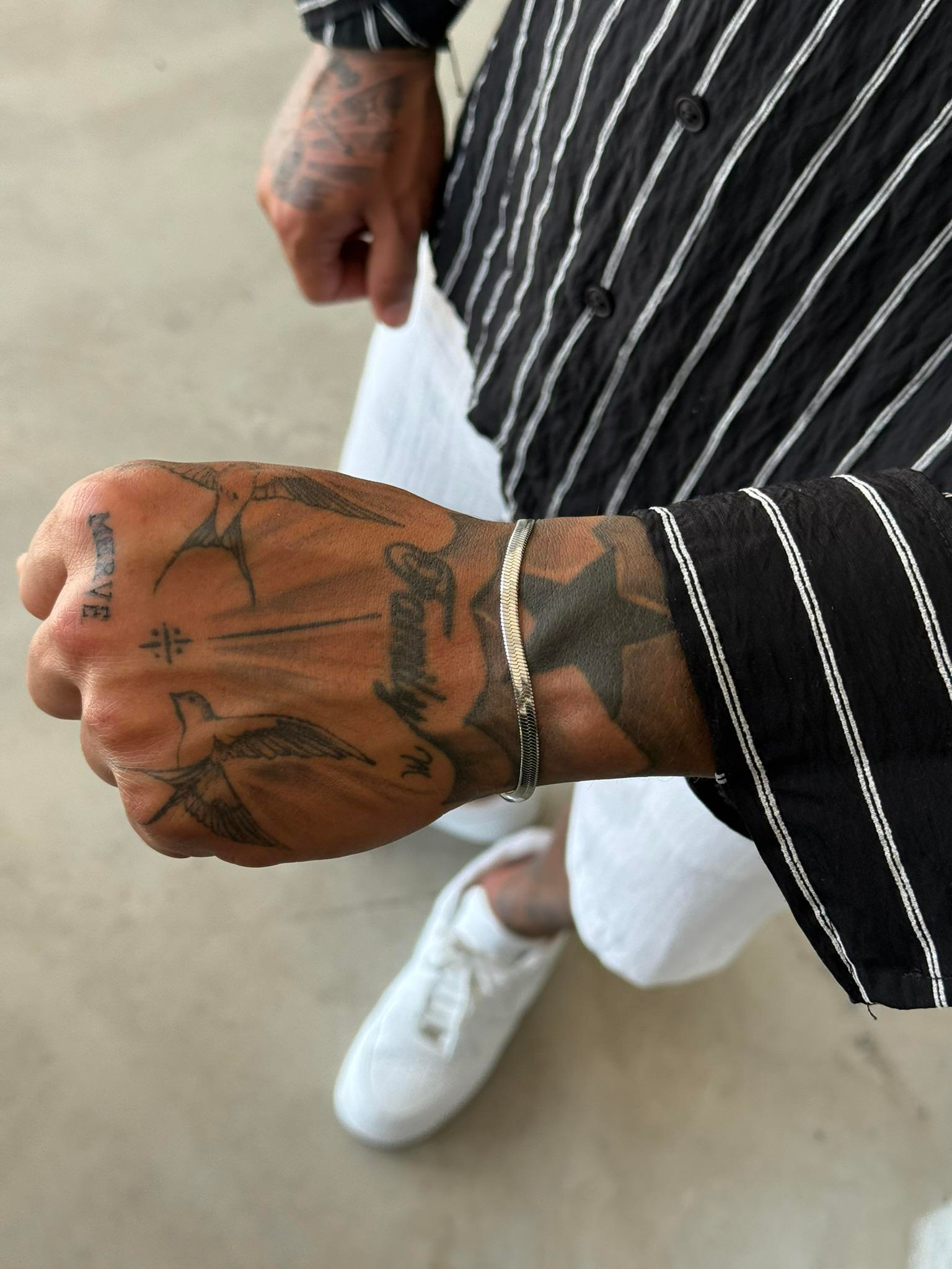 Erkek Yassı Snake Bileklik - Gümüş