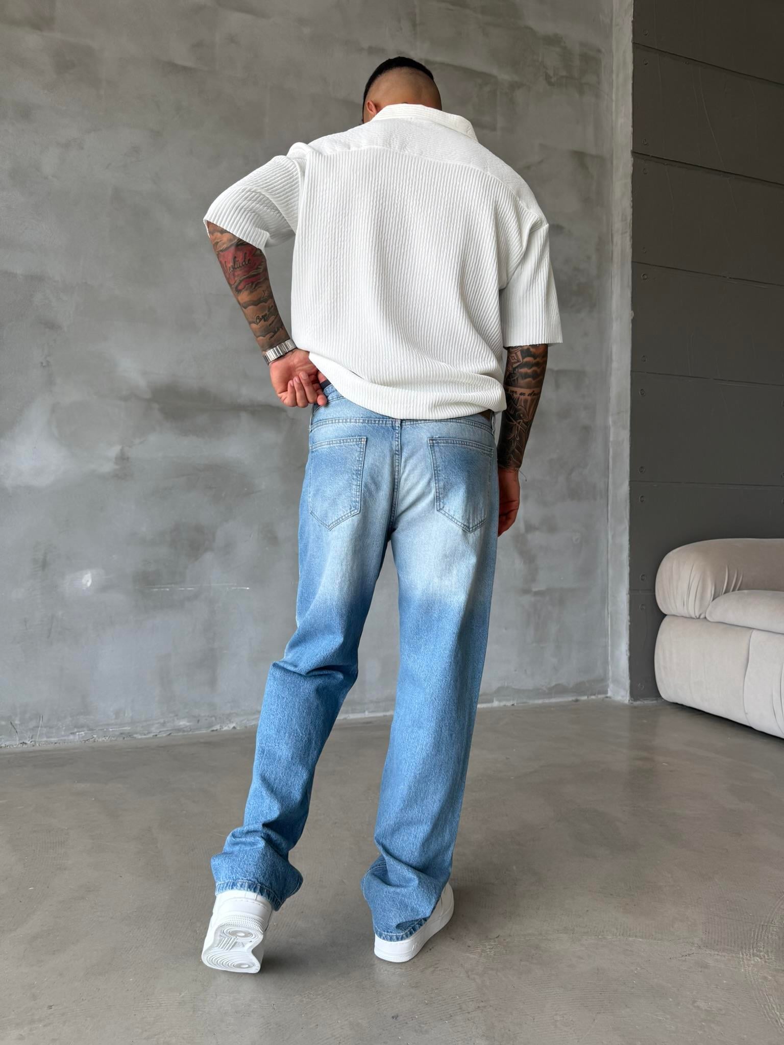 Erkek Yıkamalı Basic Baggy - Mavi