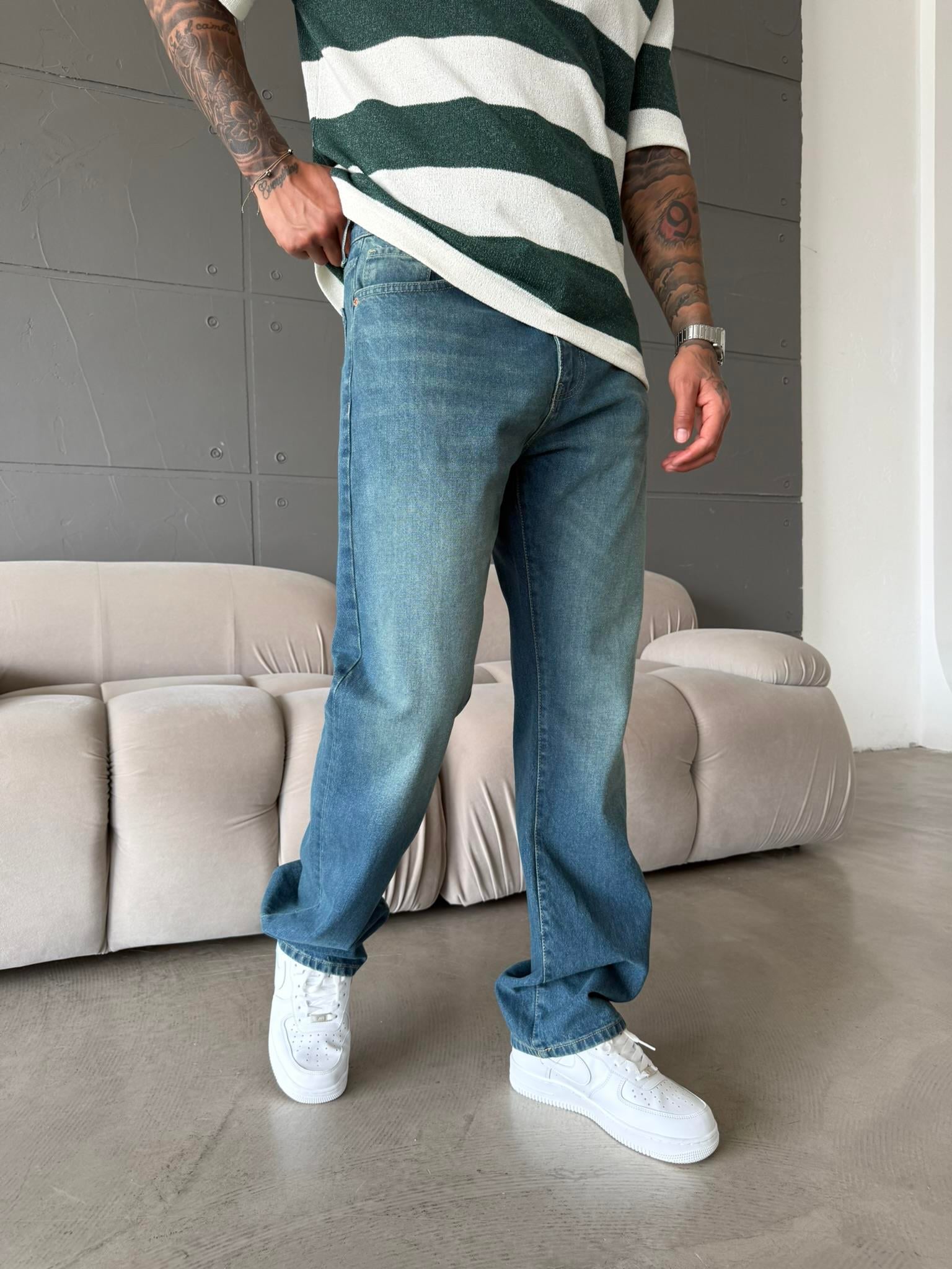 Erkek Yıkamalı Basic Baggy - Yeşil