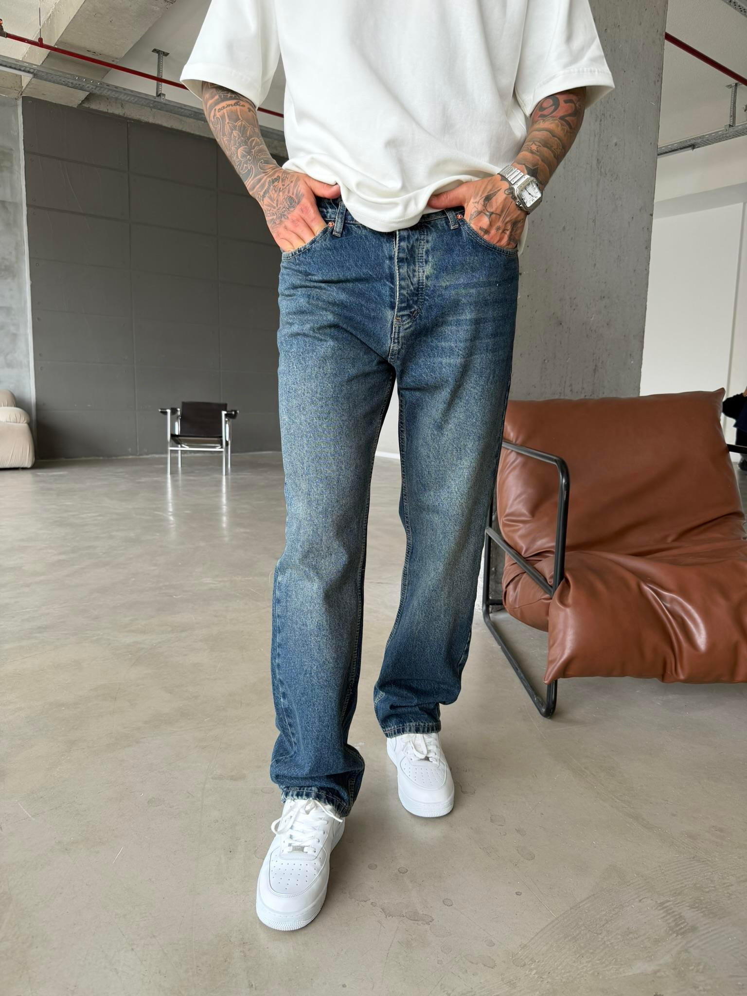 Eskitme Baggy Pantolon - İndigo