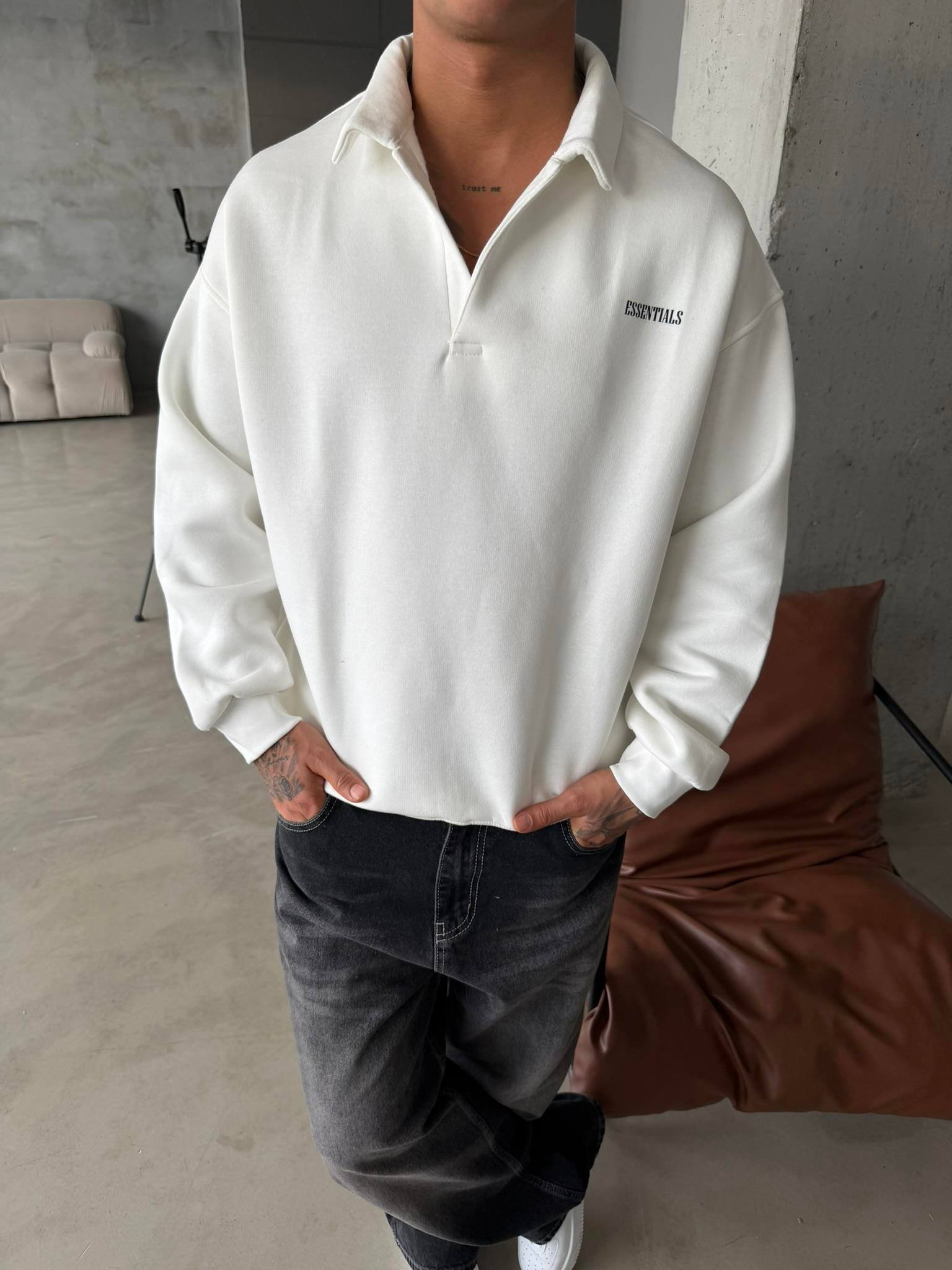 Essetıals Basic Polo Sweat - Beyaz